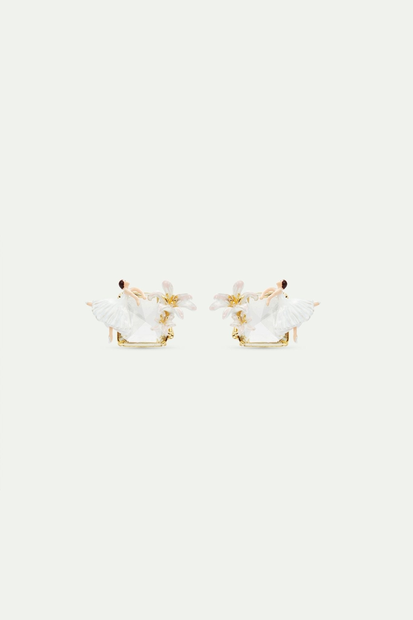 earrings, faceted stone, Ballerina and white lily | AVOP1011 - Les Nereides
