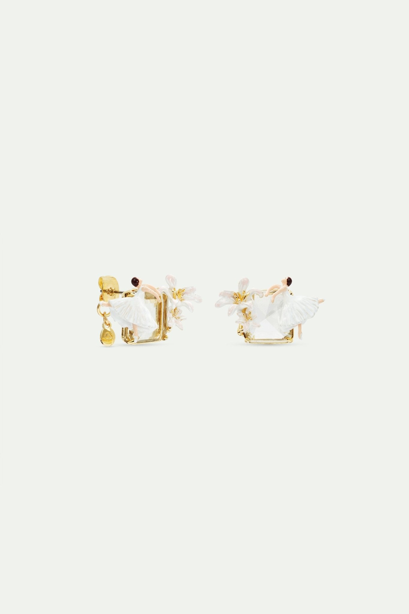earrings, faceted stone, Ballerina and white lily | AVOP1011 - Les Nereides