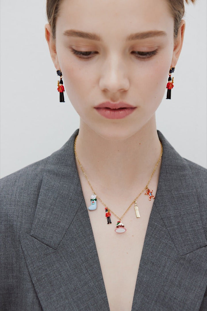 Earrings With Black And Red King'S Guards And Black Faceted Glass | AWWI1101 - Les Nereides