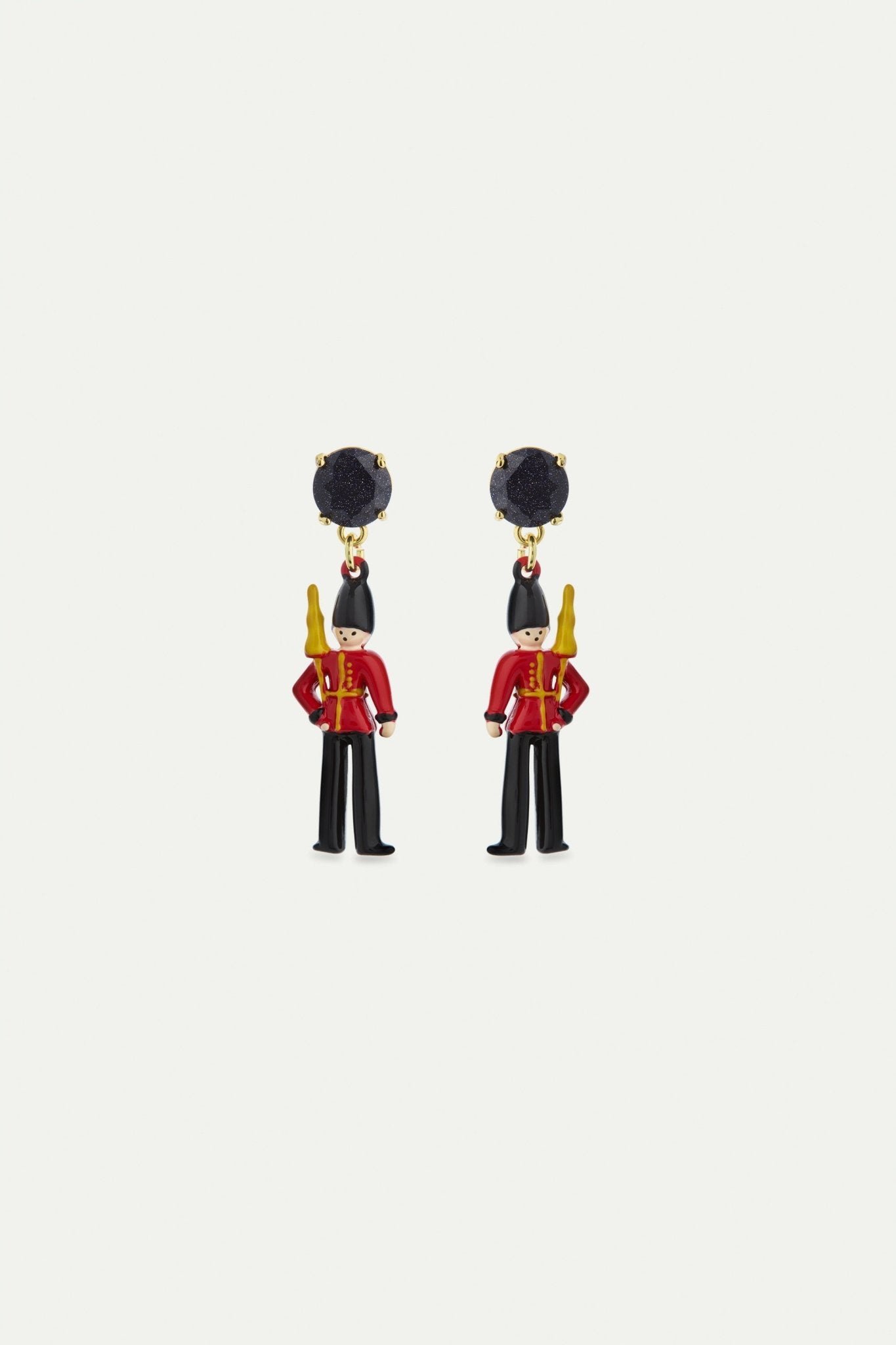 Earrings With Black And Red King'S Guards And Black Faceted Glass | AWWI1101 - Les Nereides