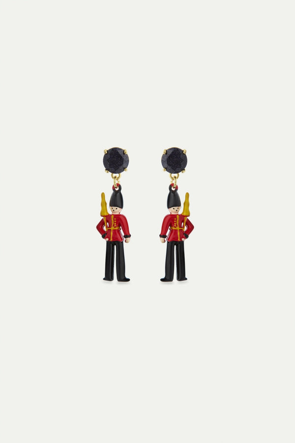 Earrings With Black And Red King'S Guards And Black Faceted Glass | AWWI1101 - Les Nereides