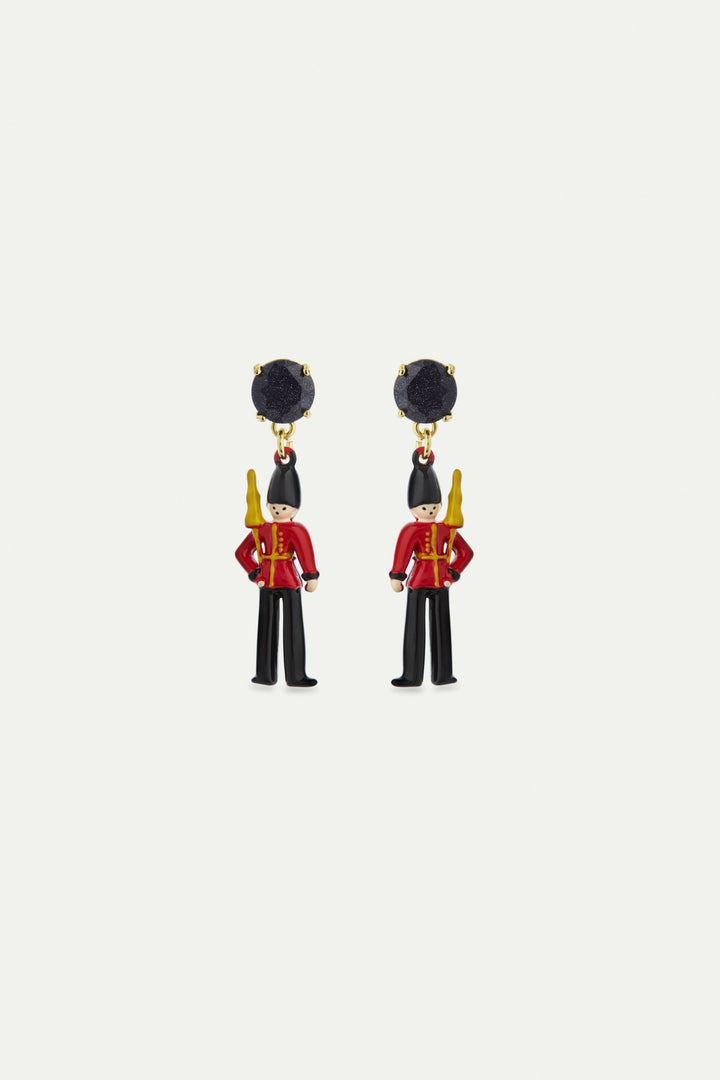 Earrings With Black And Red King'S Guards And Black Faceted Glass | AWWI1101 - Les Nereides
