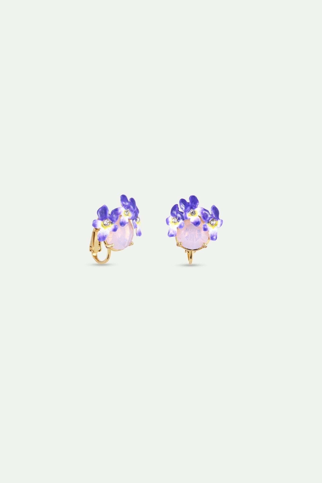 Earrings With Round Pink And Purple Faceted Stones | AYCV1021 - Les Nereides