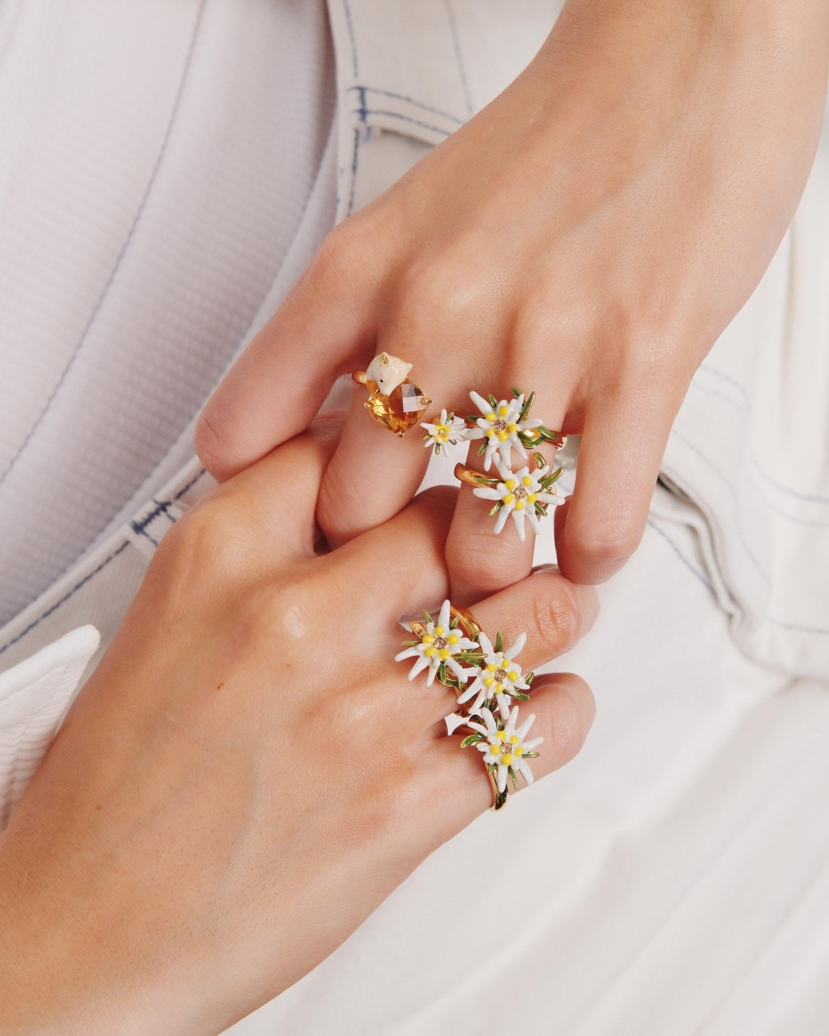 Edelweiss Flower Adjustable Ring | AULA6011 - Les Nereides