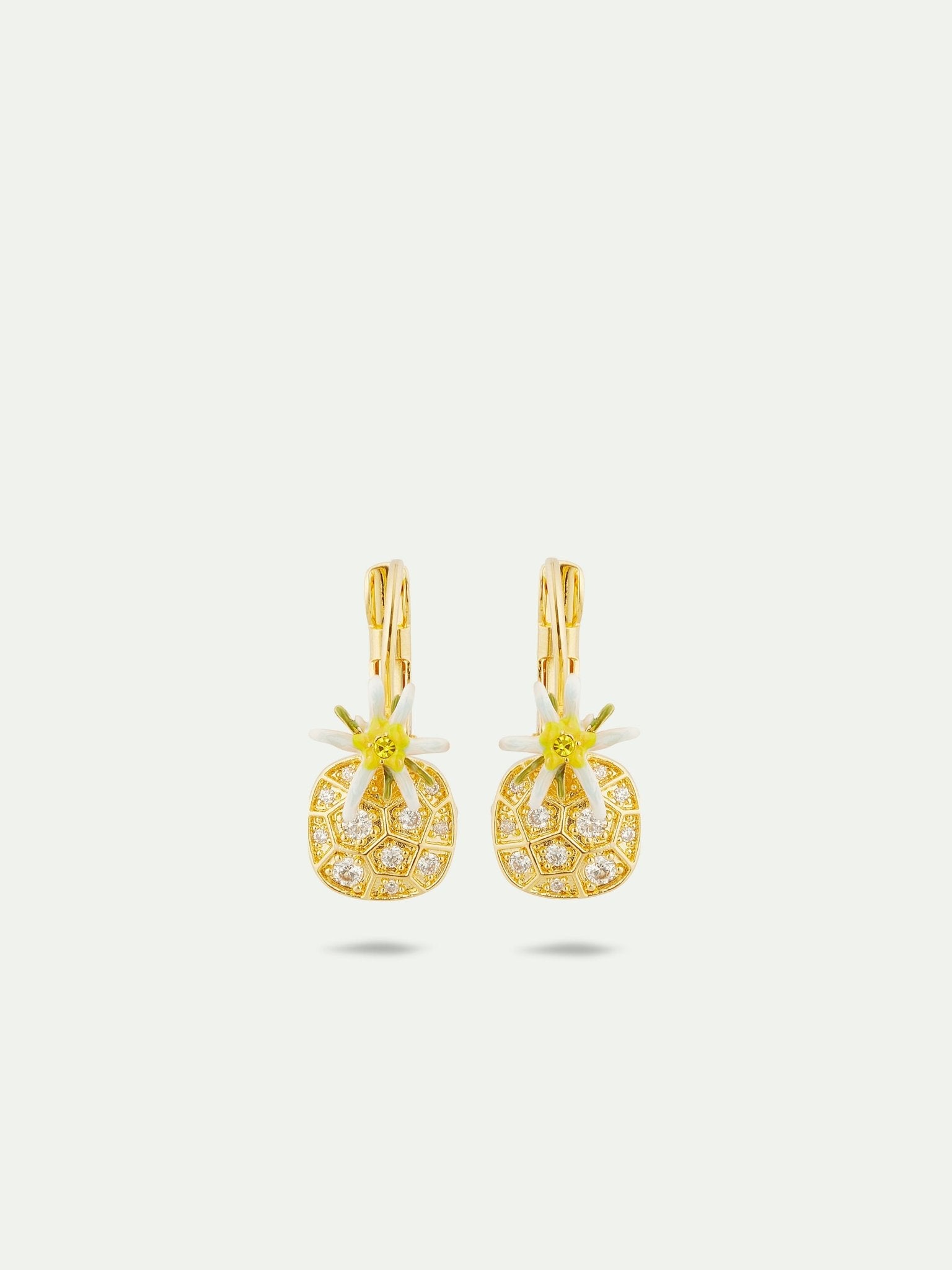 Edelweiss Flower And Cubic Zirconia Sleeper Earrings | AULA1021 - Les Nereides