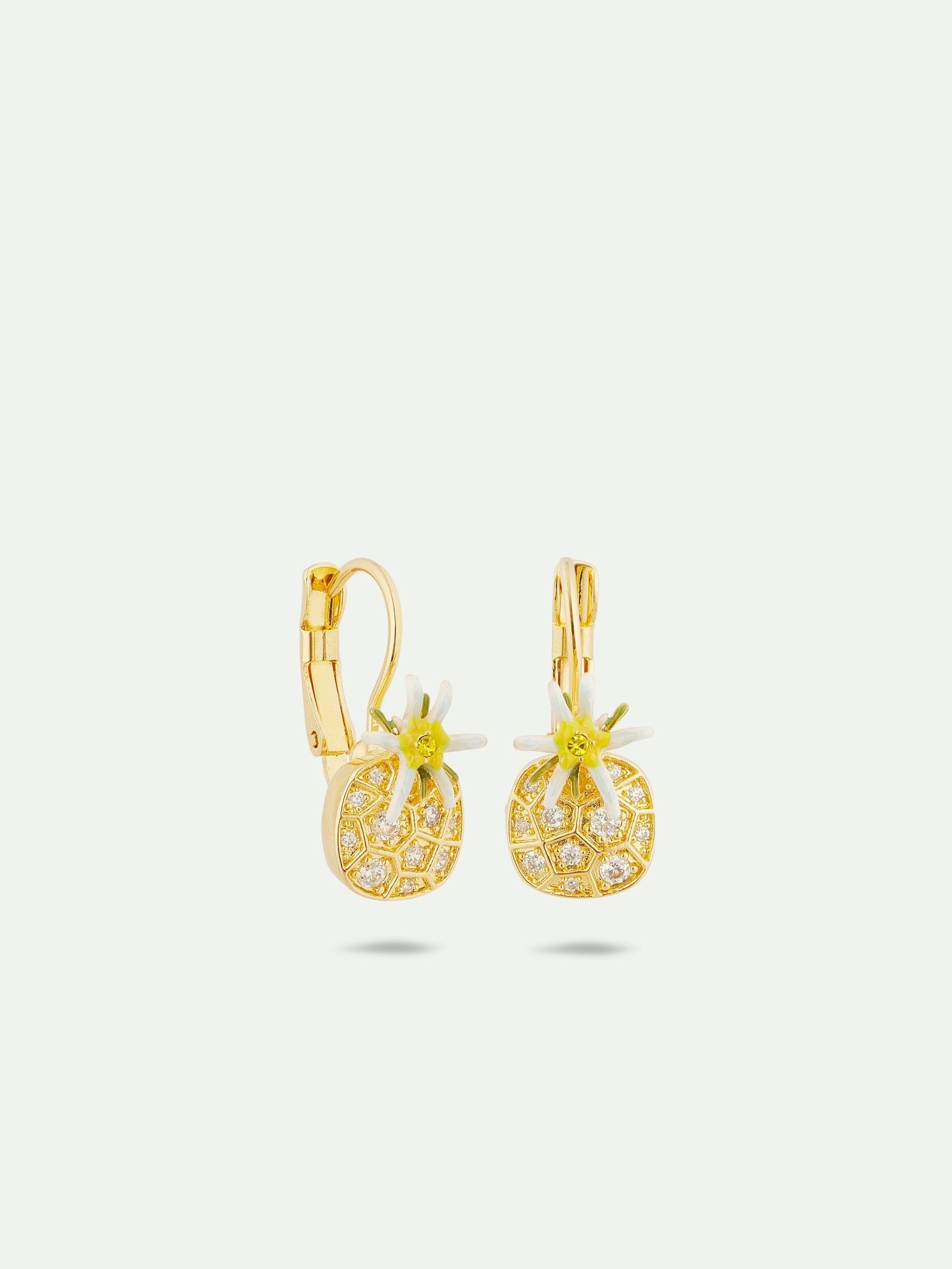 Edelweiss Flower And Cubic Zirconia Sleeper Earrings | AULA1021 - Les Nereides