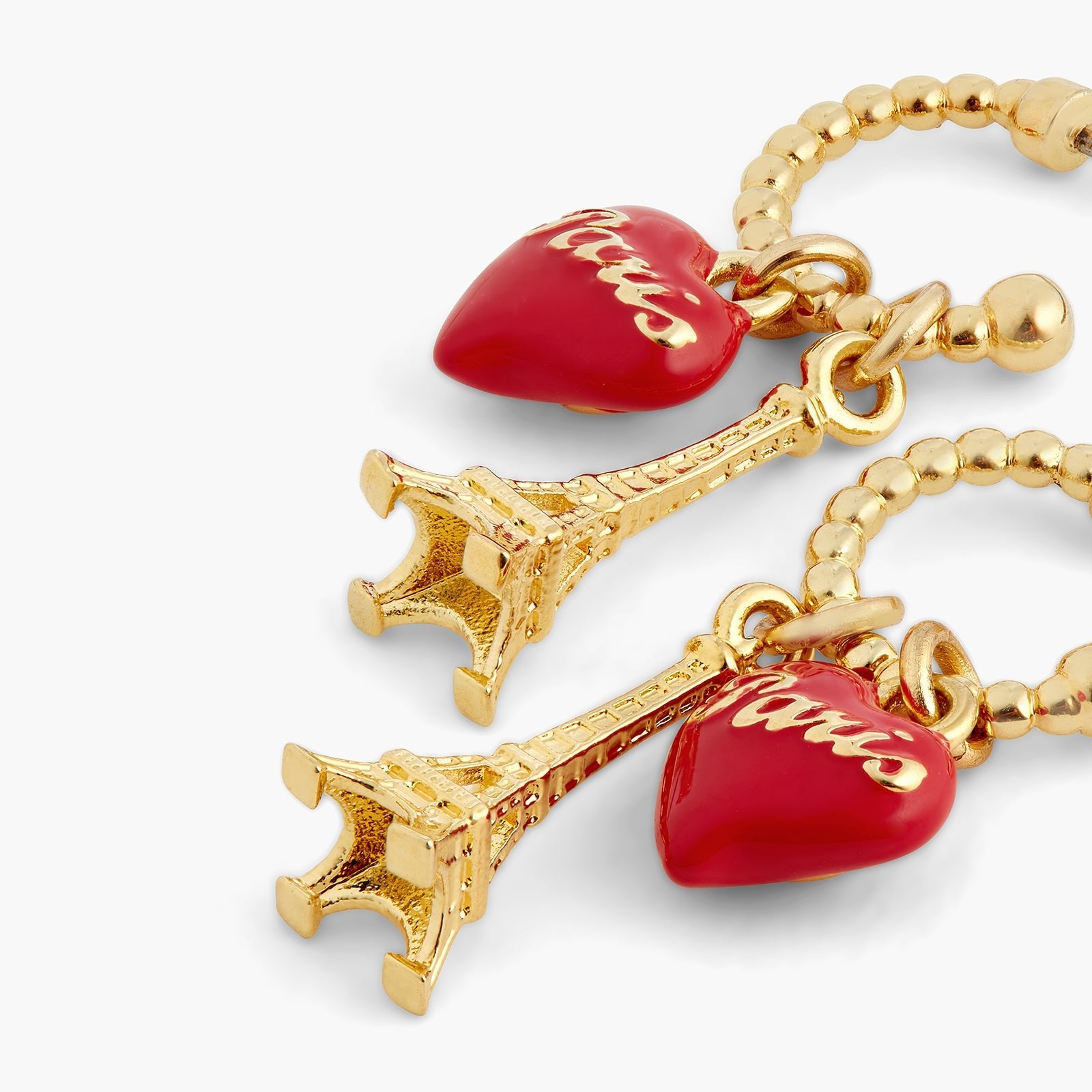 Eiffel Tower And Red Heart Hoop Earrings | ATPA1051 - Les Nereides