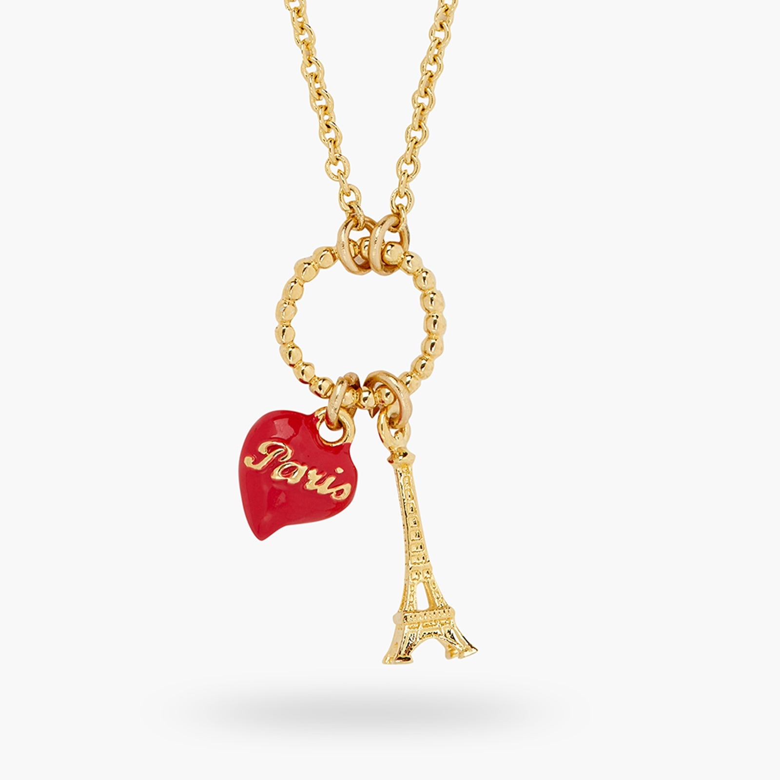 Eiffel Tower And Red Heart Pendant Necklace | ATPA3031 - Les Nereides