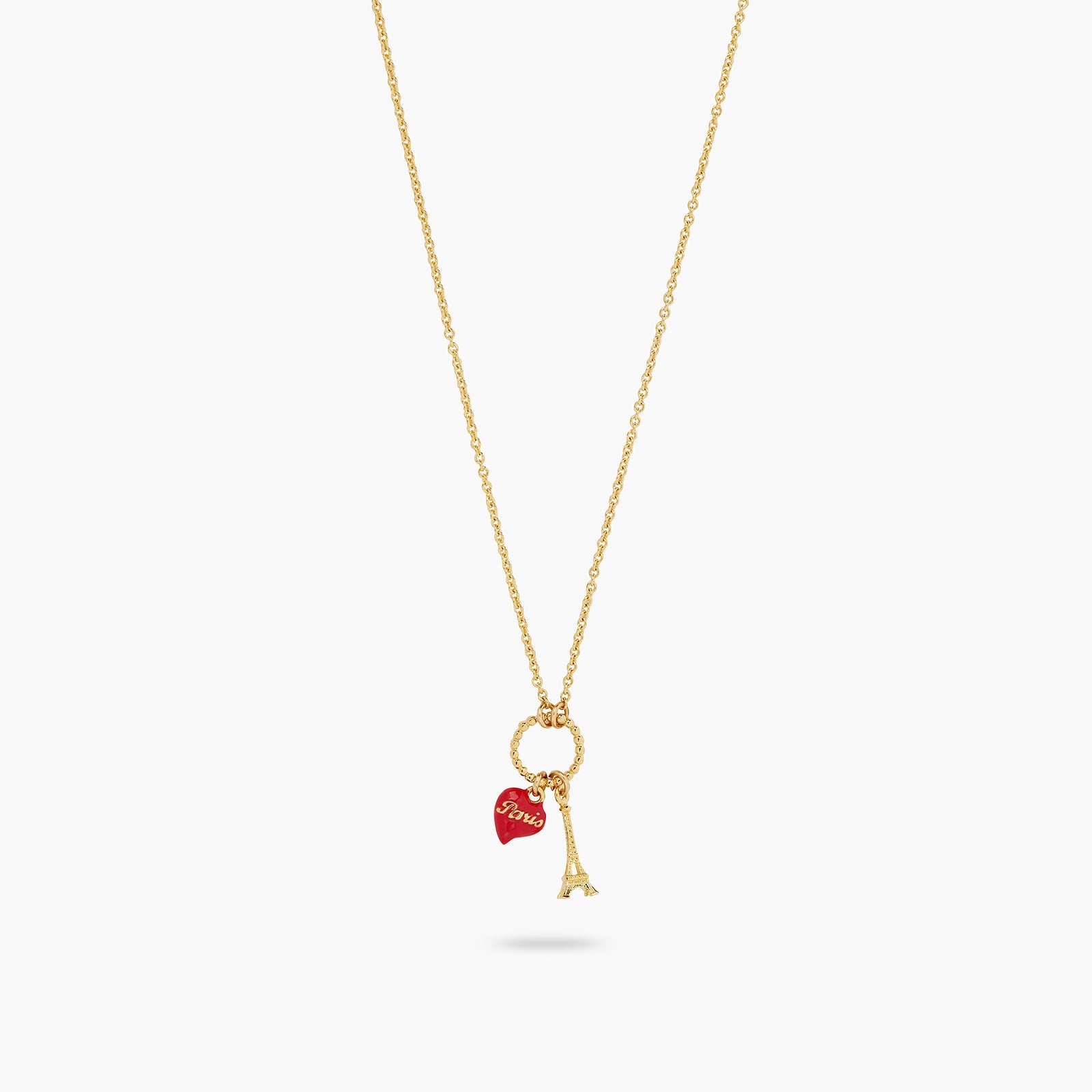 Eiffel Tower And Red Heart Pendant Necklace | ATPA3031 - Les Nereides