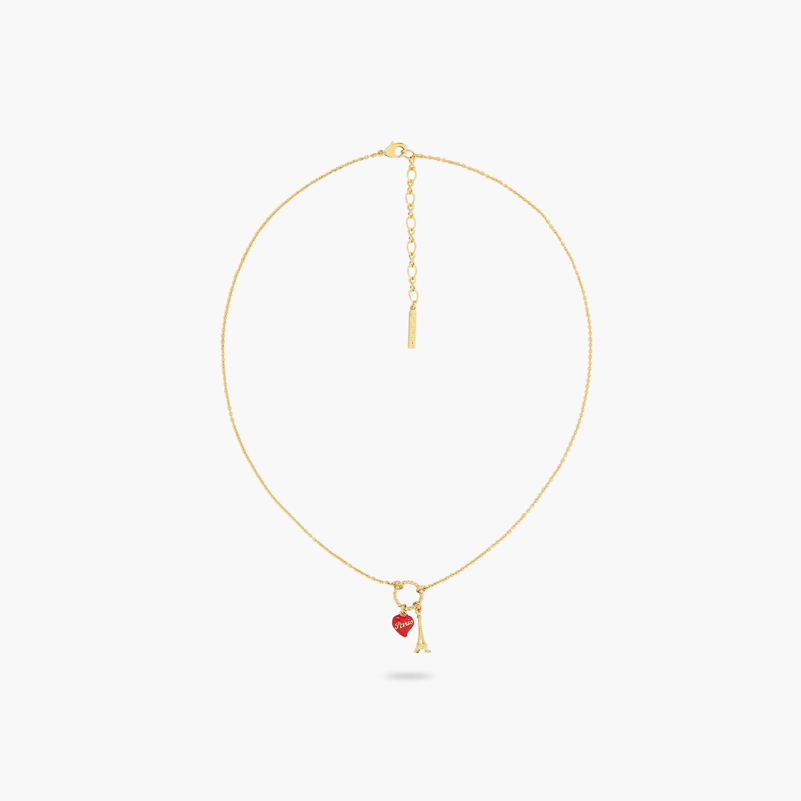 Eiffel Tower And Red Heart Pendant Necklace | ATPA3031 - Les Nereides