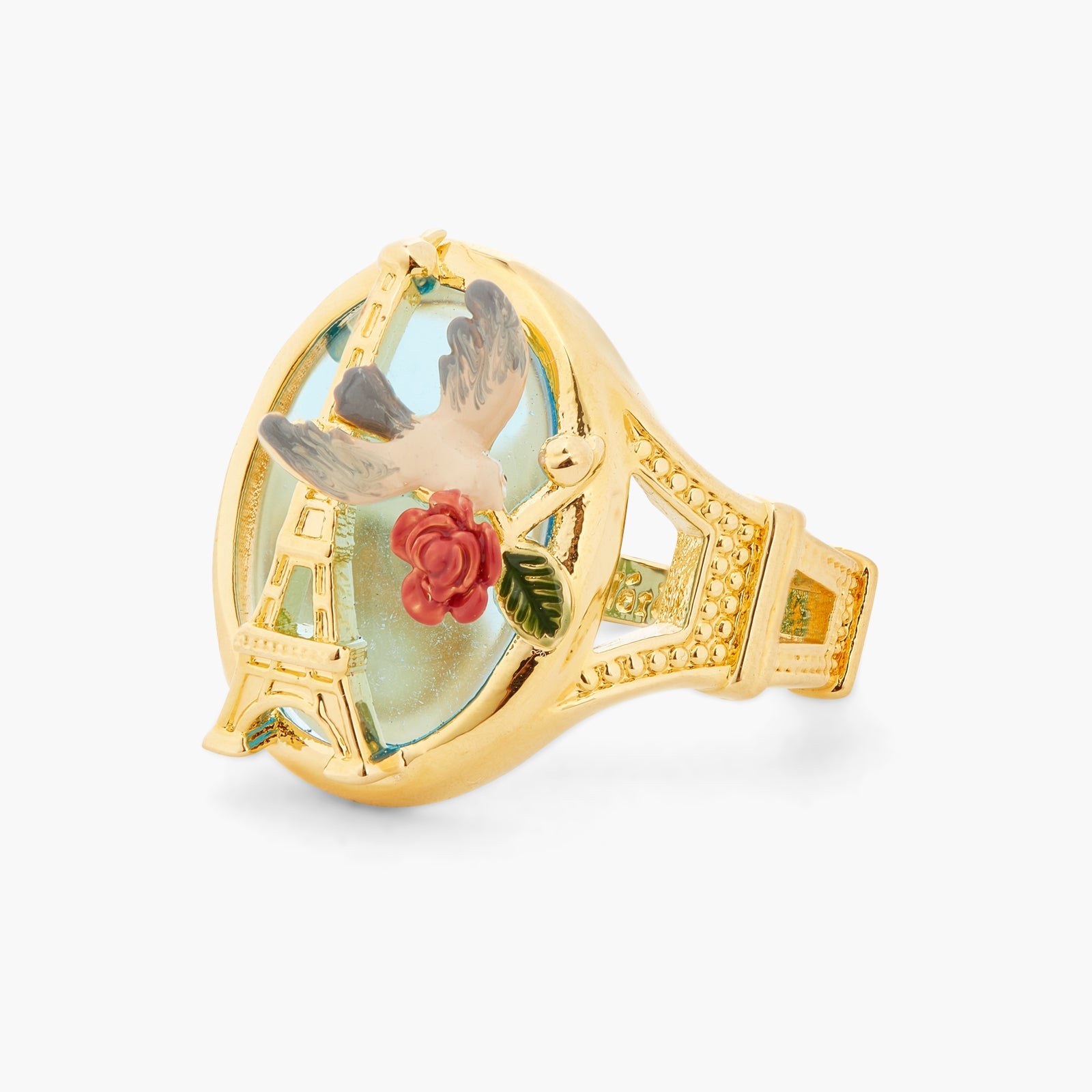 Eiffel Tower, Sparrow And Rose Cocktail Ring | ATPA6011 - Les Nereides