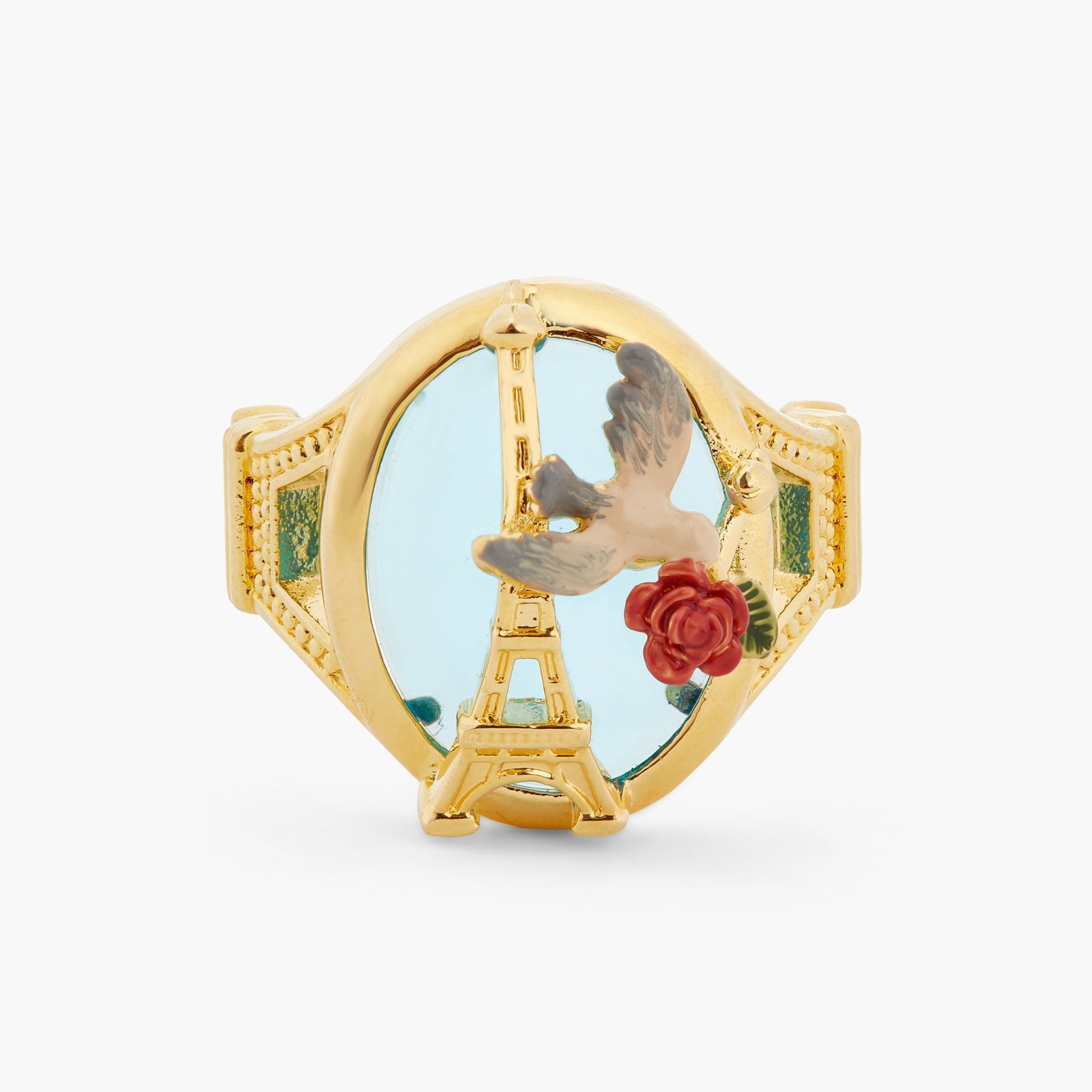 Eiffel Tower, Sparrow And Rose Cocktail Ring | ATPA6011 - Les Nereides