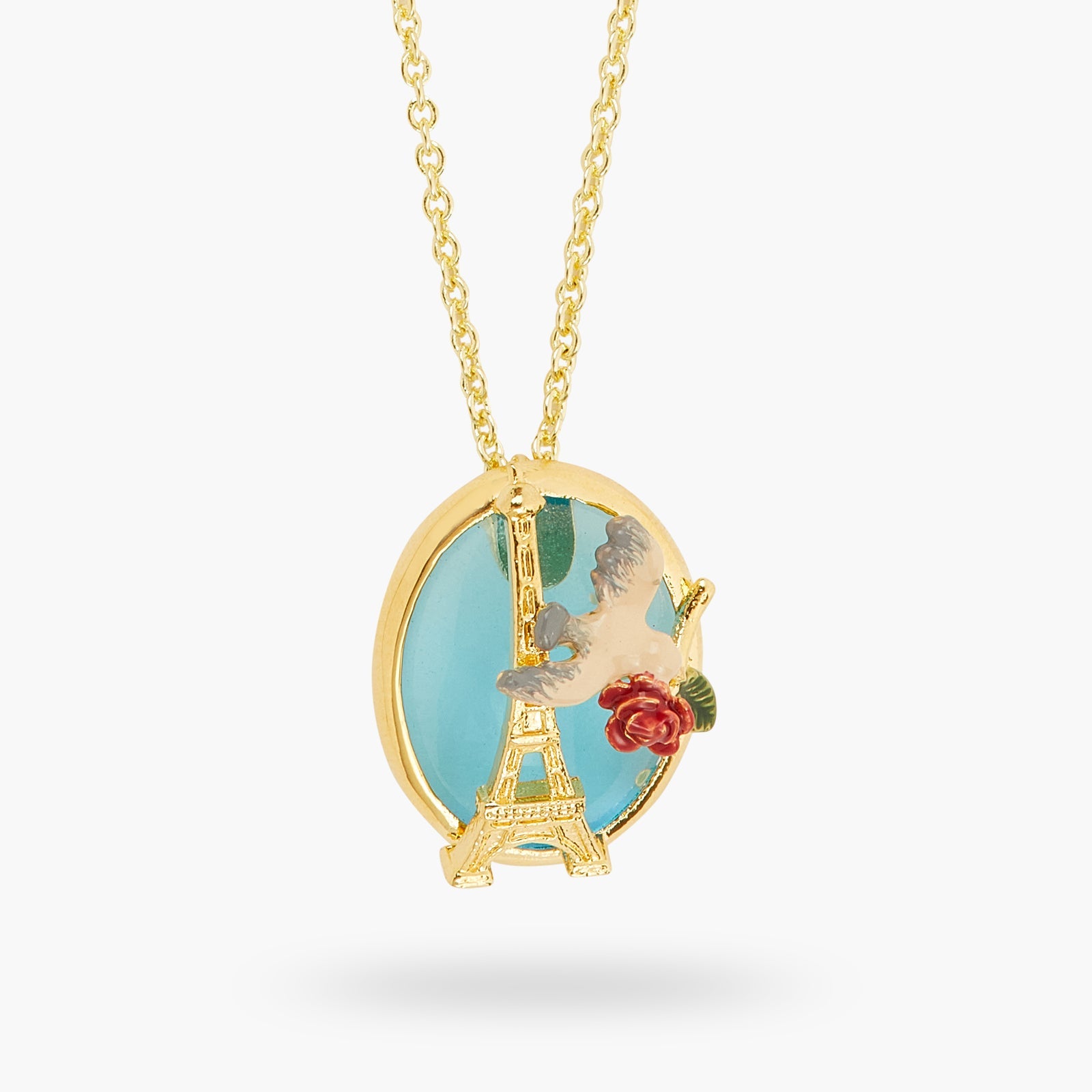 Eiffel Tower, Sparrow And Rose Pendant Necklace | ATPA3021 - Les Nereides