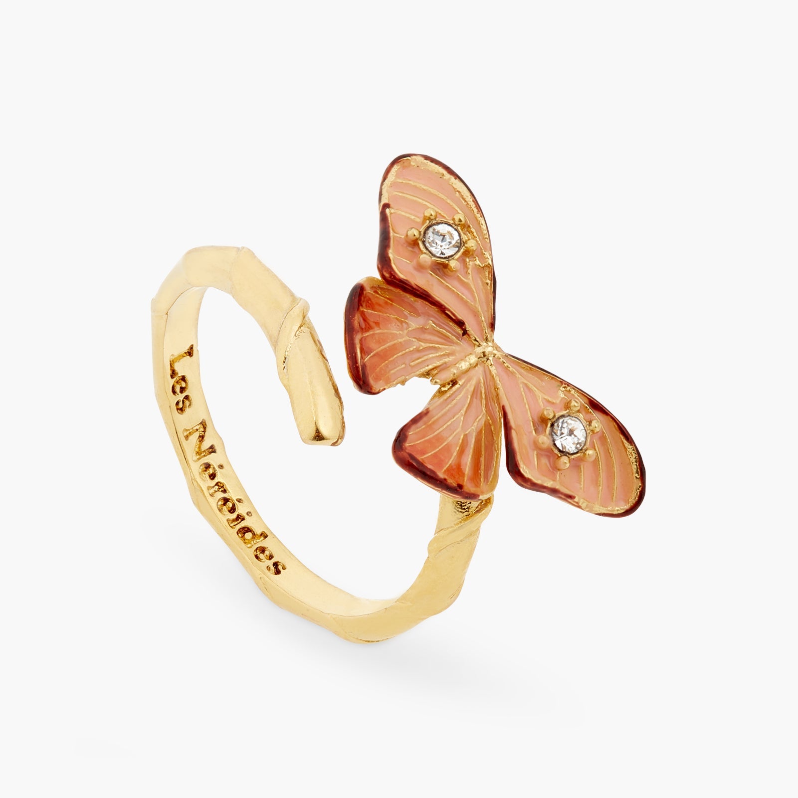 Enamelled Butterfly And Cut Crystal Stone Adjustable Ring | ATLA6011 - Les Nereides