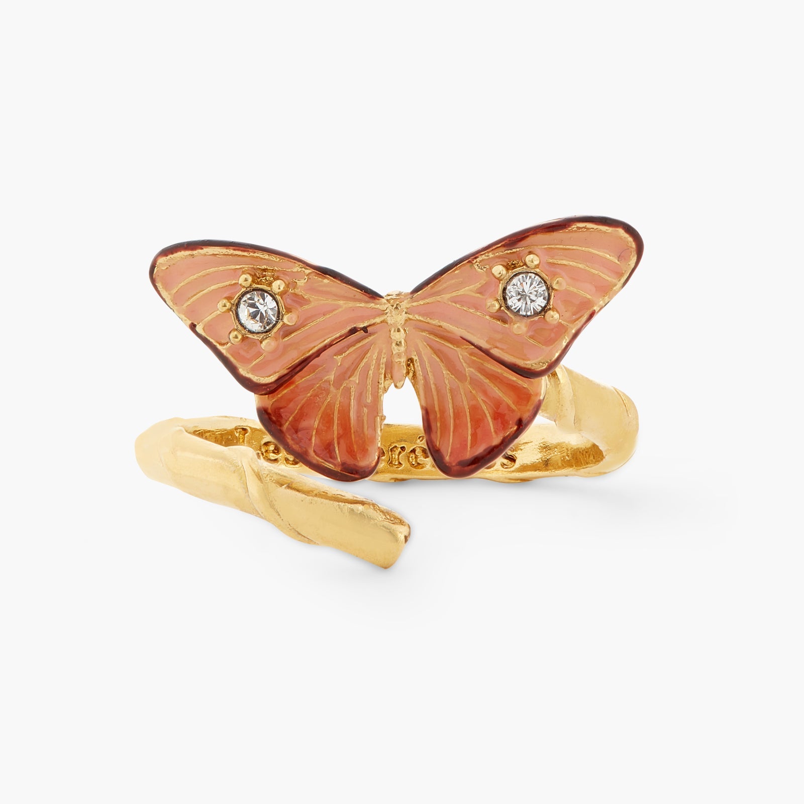 Enamelled Butterfly And Cut Crystal Stone Adjustable Ring | ATLA6011 - Les Nereides