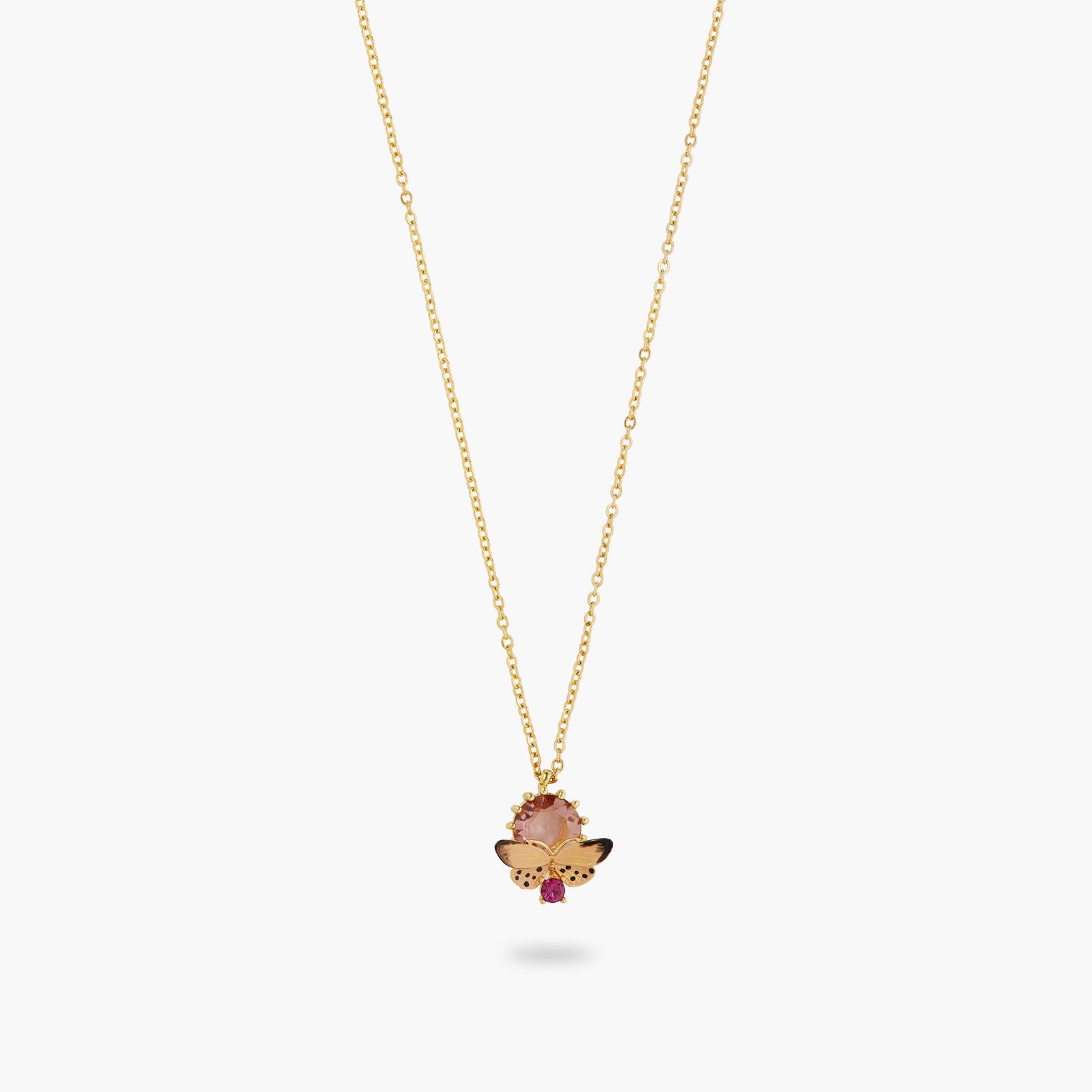 Enamelled Butterfly And Cut Crystal Stone Pendant Necklace | ATLA3041 - Les Nereides