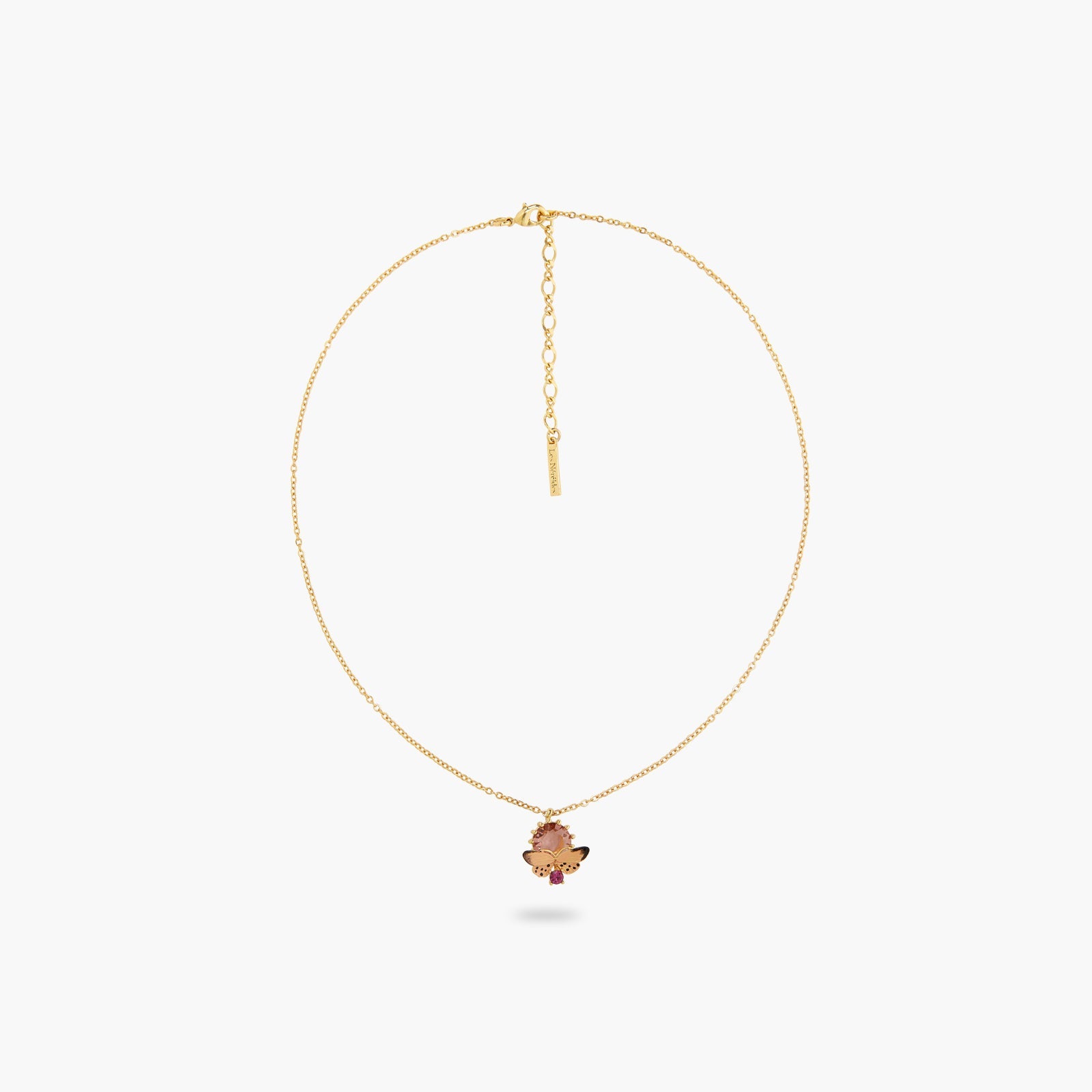 Enamelled Butterfly And Cut Crystal Stone Pendant Necklace | ATLA3041 - Les Nereides