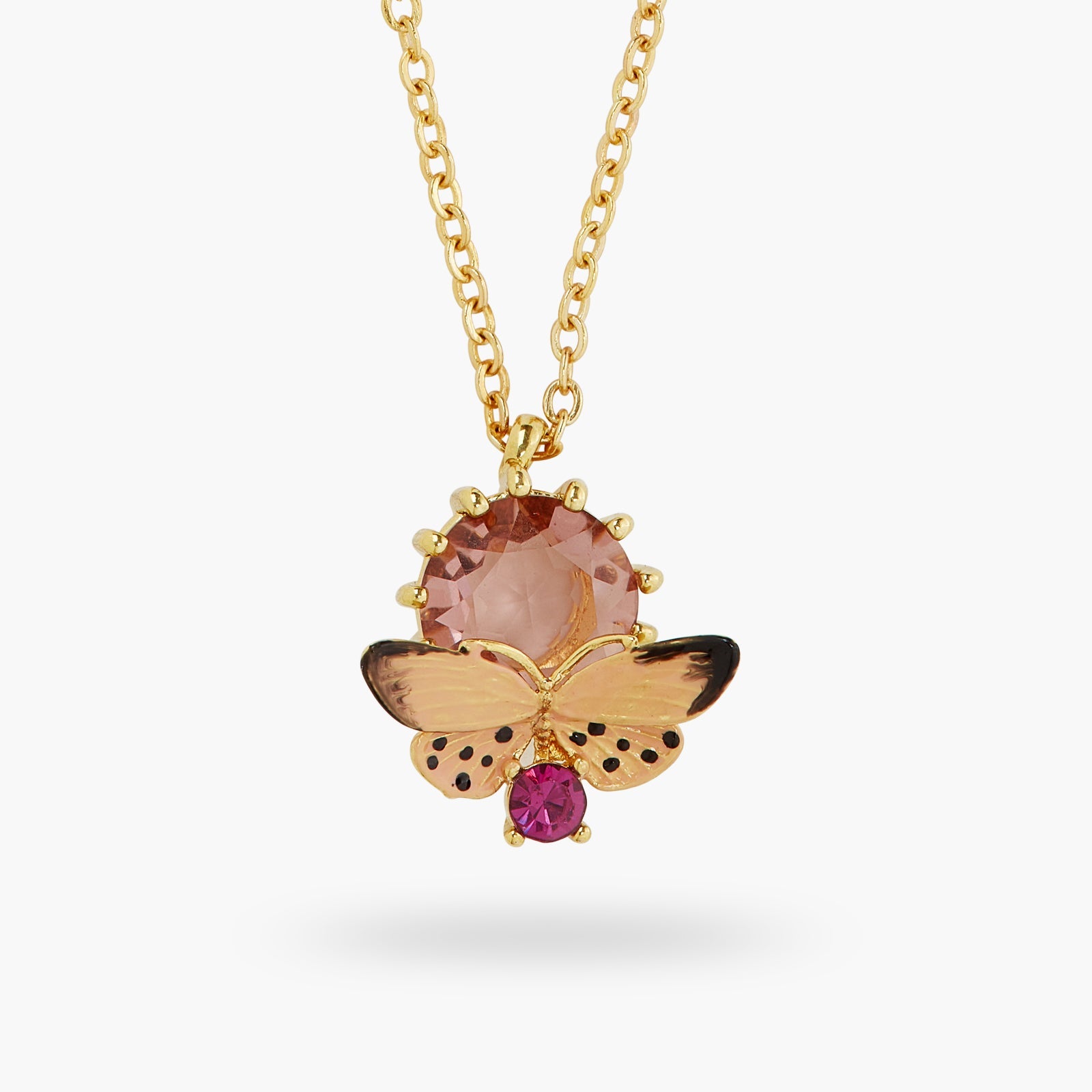 Enamelled Butterfly And Cut Crystal Stone Pendant Necklace | ATLA3041 - Les Nereides