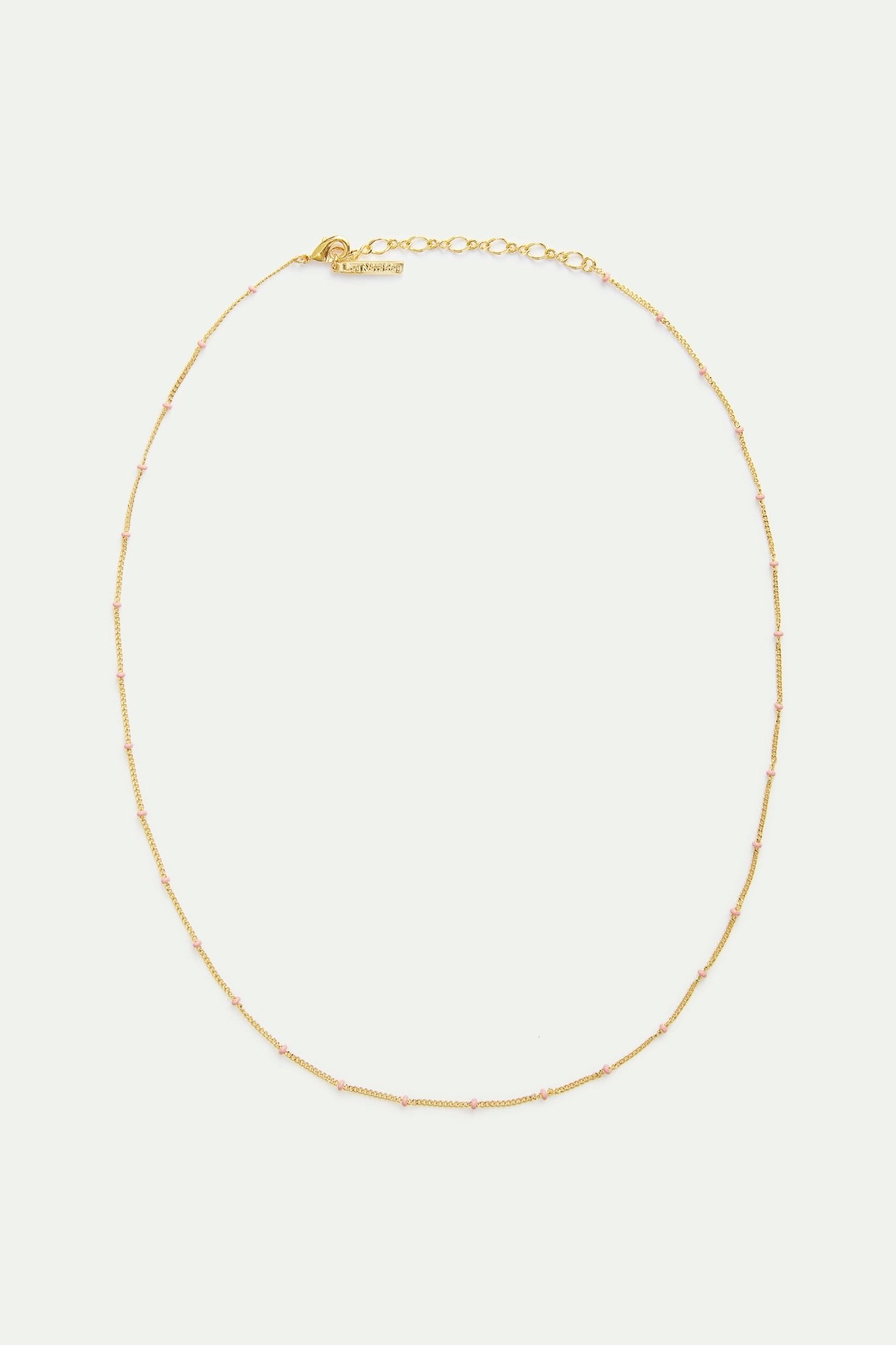 Enamelled Golden Chain And Pink Beads | AVPE3011 - Les Nereides