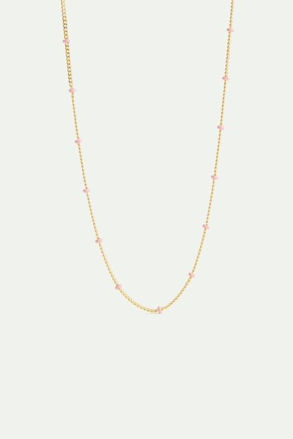 Enamelled Golden Chain And Pink Beads | AVPE3011 - Les Nereides