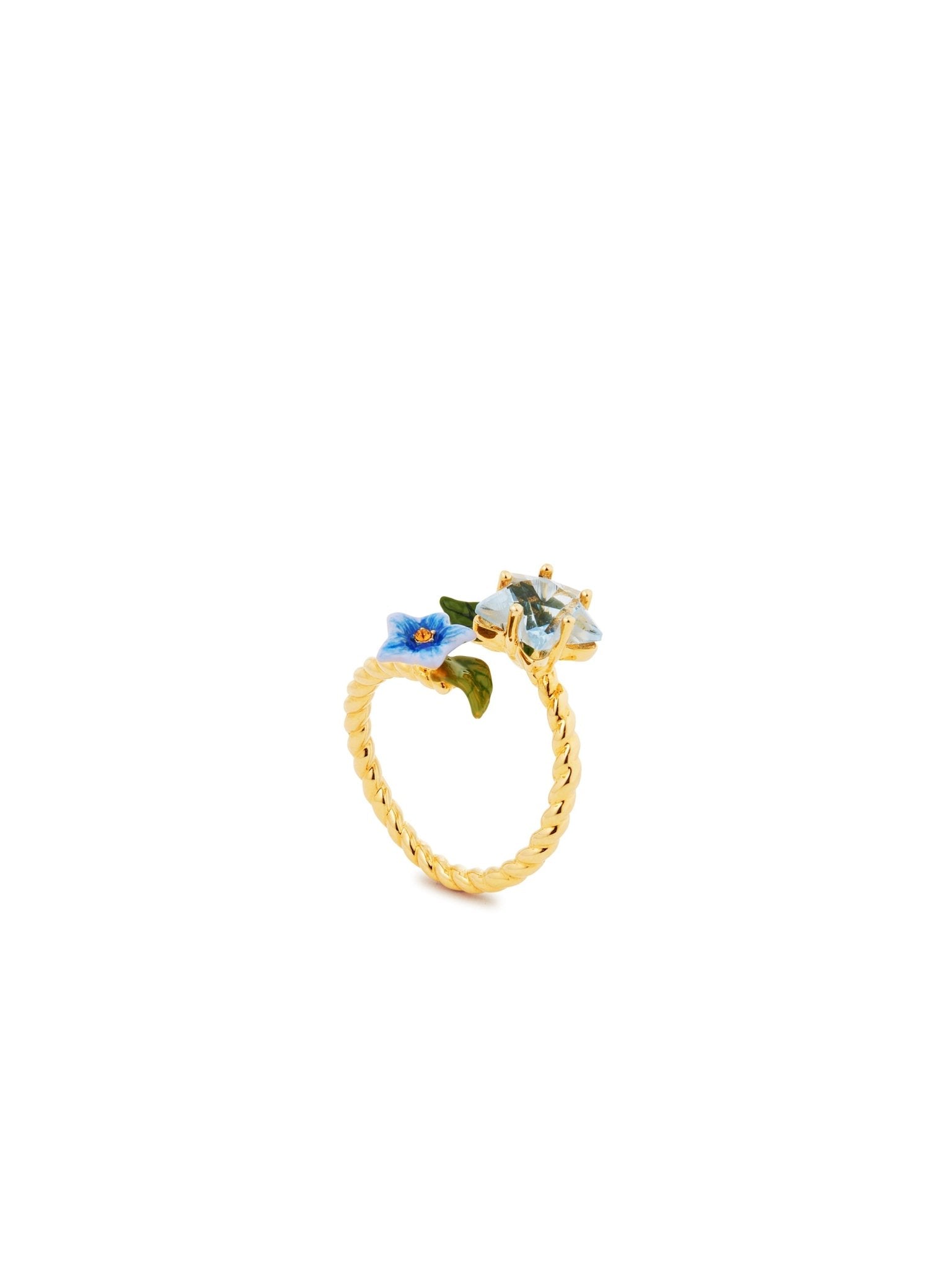 Faceted Star And Blue Jasmine Flower Adjustable You And Me Ring | AUTR6021 - Les Nereides