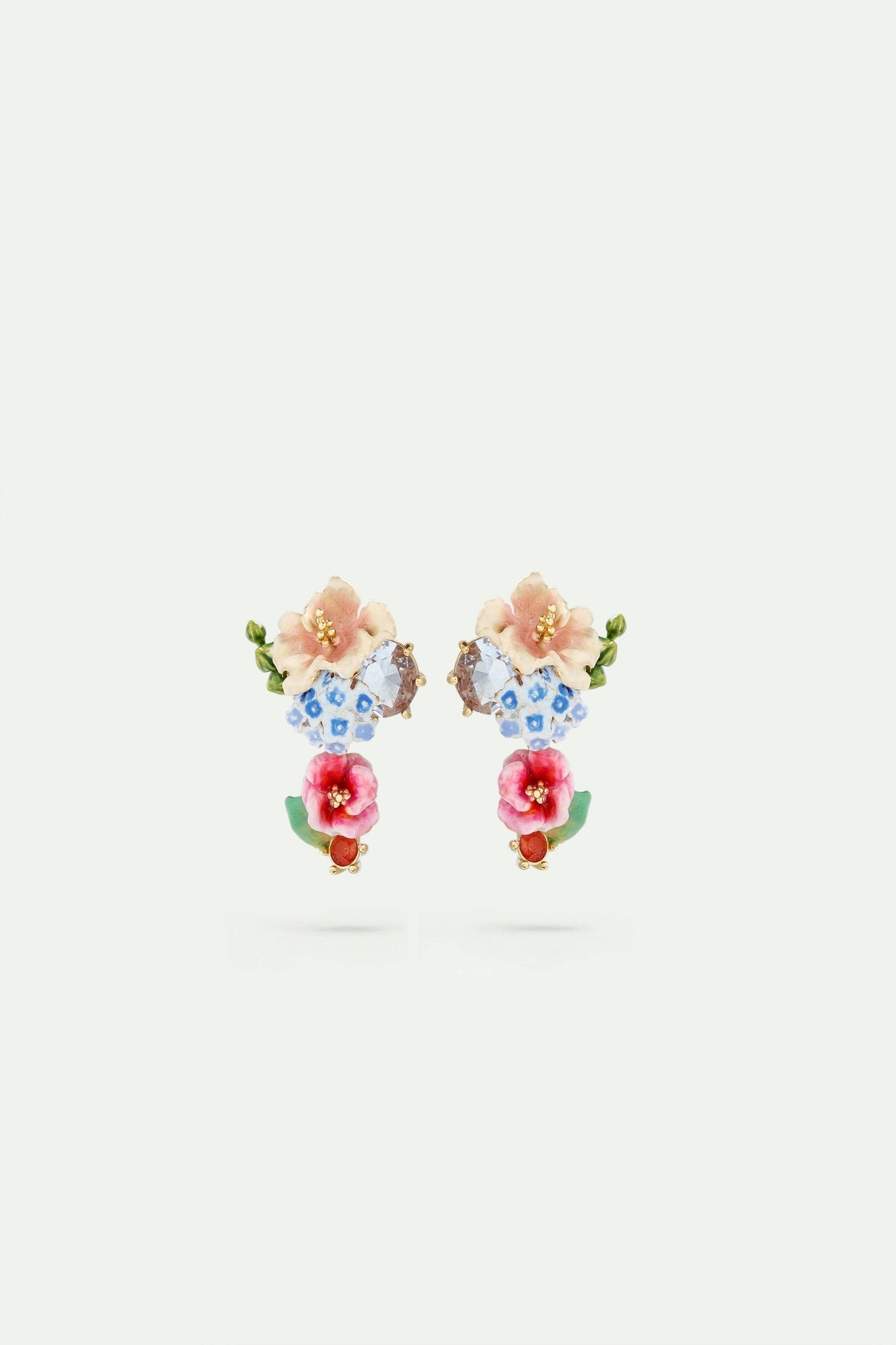 Faceted stone earrings with hydrangea and lavender flowers | AVJH1021 - Les Nereides