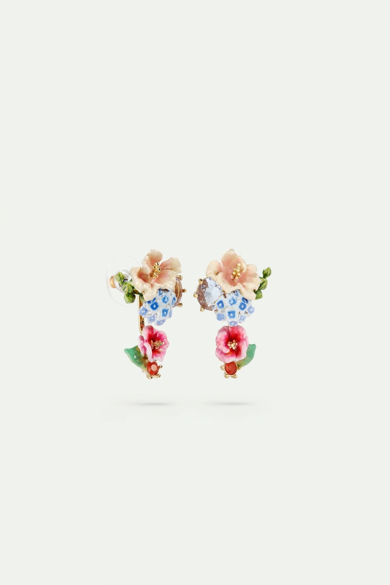 Faceted stone earrings with hydrangea and lavender flowers | AVJH1021 - Les Nereides