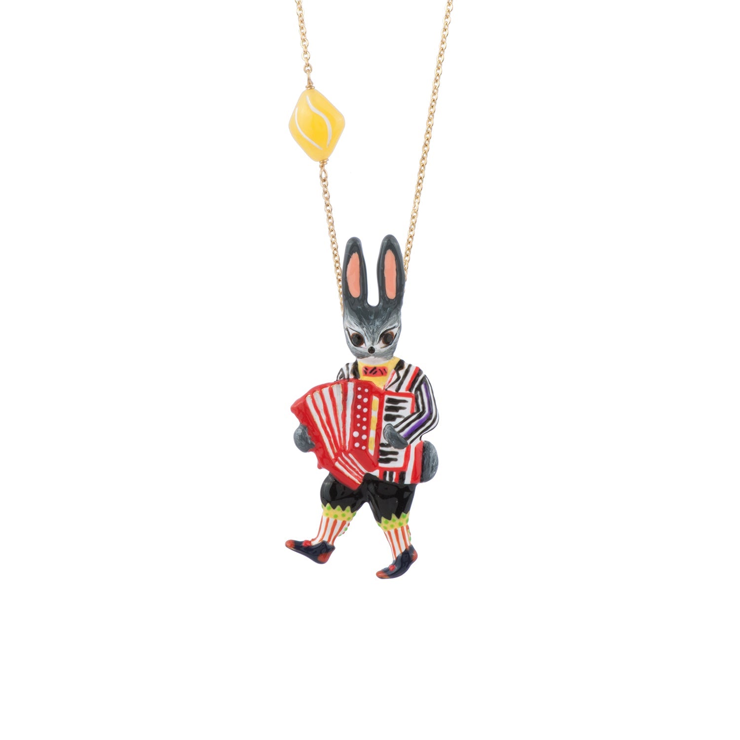 Fanfare Large Rabbit Playing Theé Accordion Necklace | ACFF3151 - Les Nereides