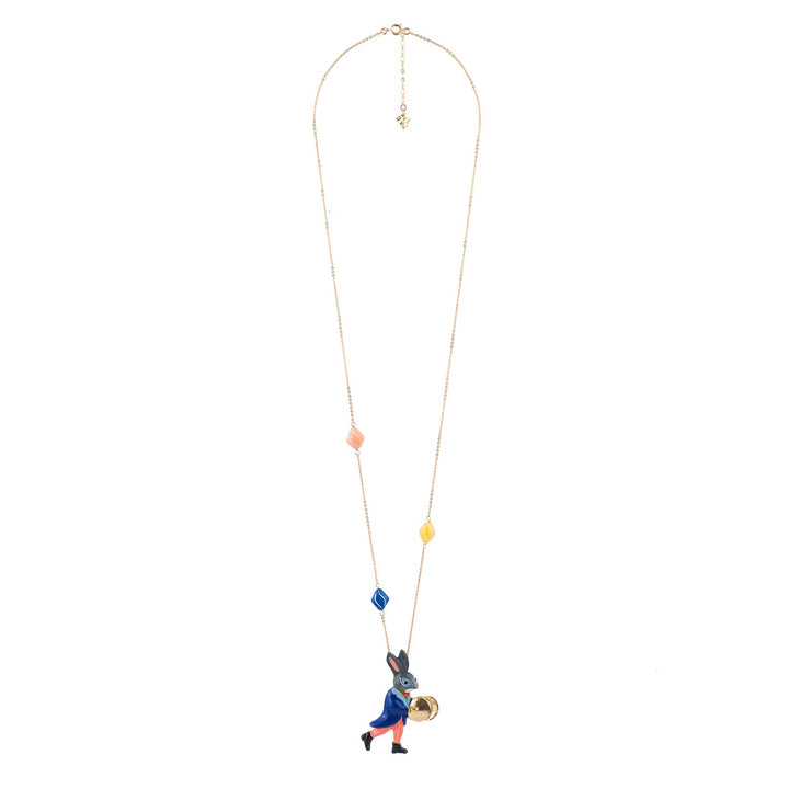 Fanfare Large Rabbit Playing Theé Cymbals Necklace | ACFF3131 - Les Nereides