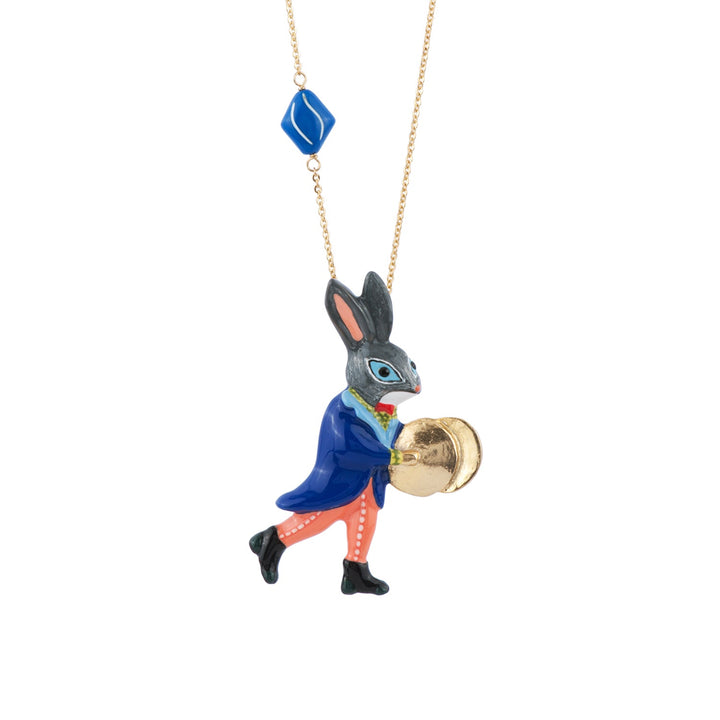 Fanfare Large Rabbit Playing Theé Cymbals Necklace | ACFF3131 - Les Nereides