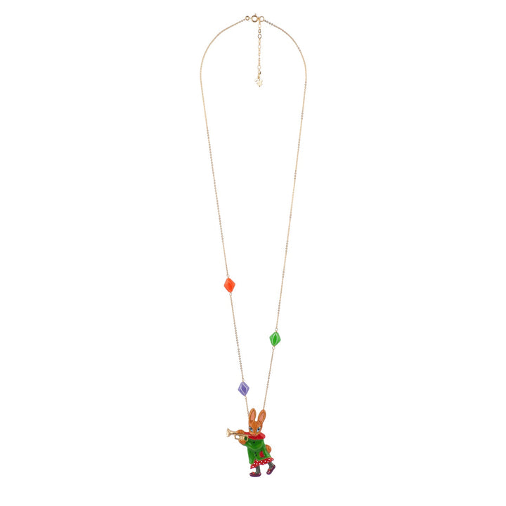 Fanfare Large Rabbit Playing Theé Trumpet Necklace | ACFF3111 - Les Nereides