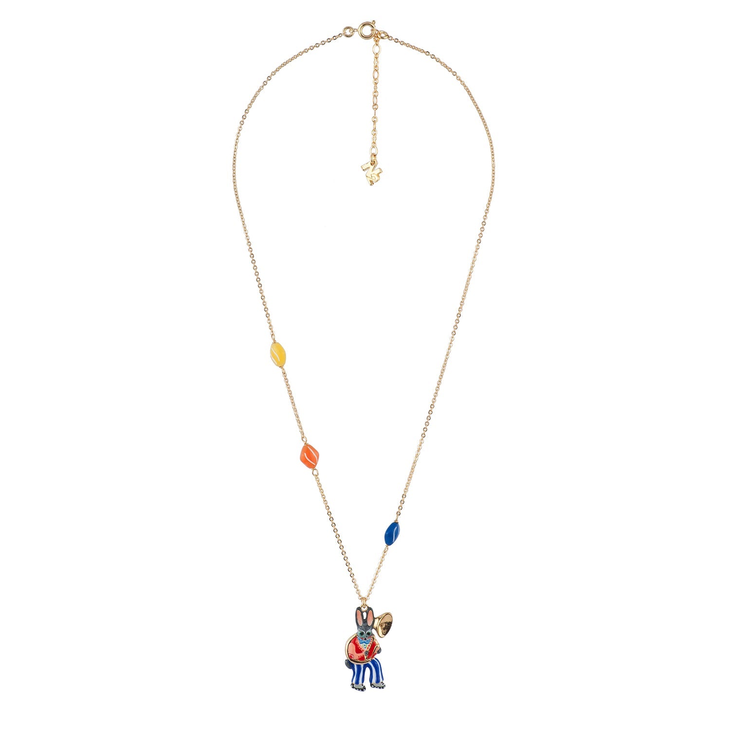Fanfare Rabbit Playing Theé Horn Necklace | ACFF3041 - Les Nereides