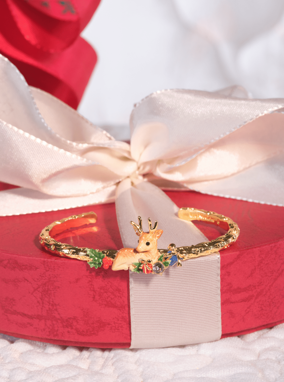 Fawn And Christmas Holly Bangle Bracelet | ASPS2011 - Les Nereides