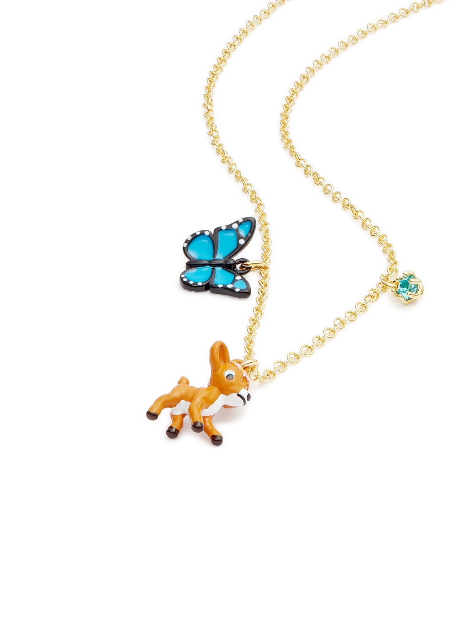 Fawn And Midnight Blue Butterfly Pendant Necklace | AUFC3041 - Les Nereides