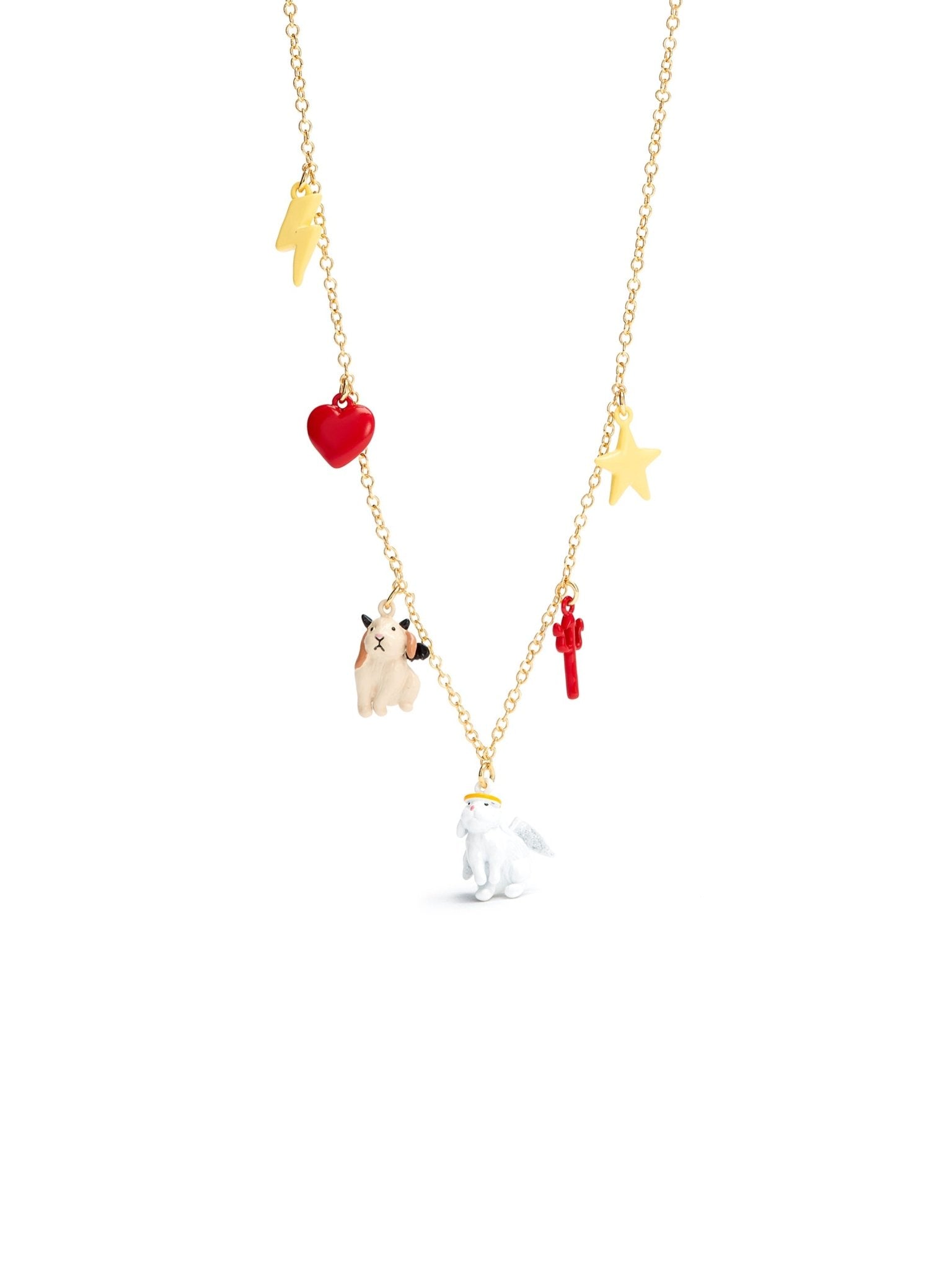 Fine Angel Rabbit and Demon Rabbit Necklace | AUFC3031 - Les Nereides