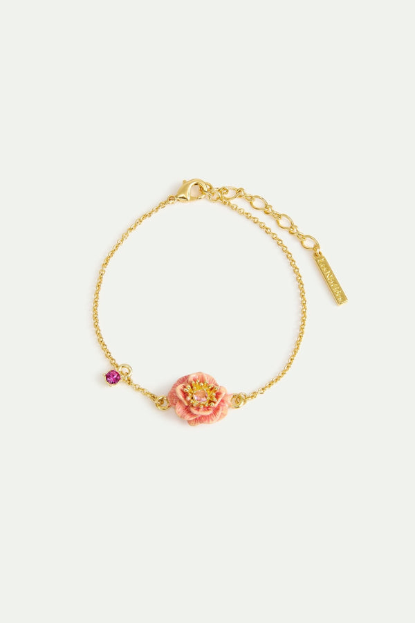 Fine Bracelet With Pink Anemone And Crystal | AWBB2021 - Les Nereides