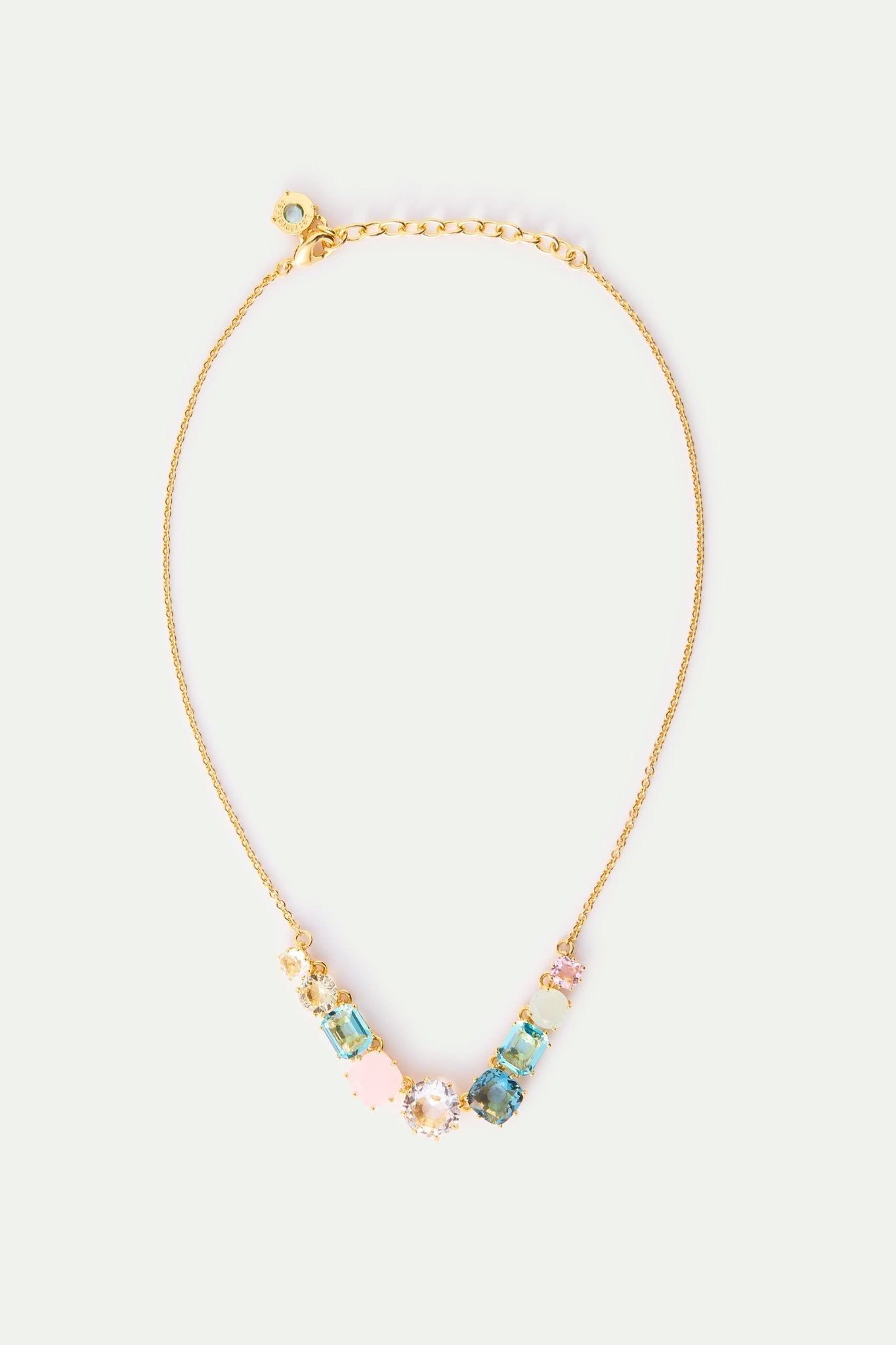 Fine Diamantine Necklace With 9 Acqua Azzura Stones | AXLD3603 - Les Nereides