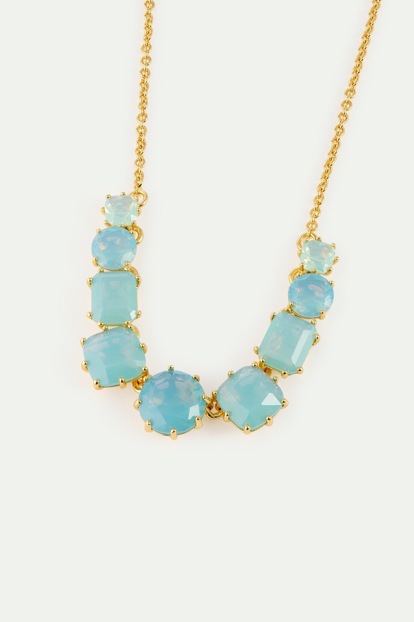 Fine Diamantine Necklace With 9 Glacier Blue Stones | AYLD3602 - Les Nereides