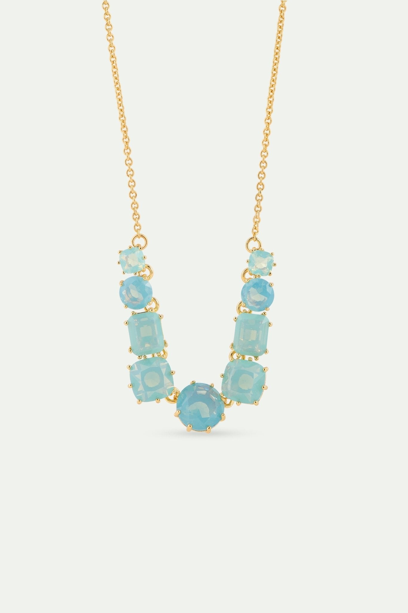 Fine Diamantine Necklace With 9 Glacier Blue Stones | AYLD3602 - Les Nereides
