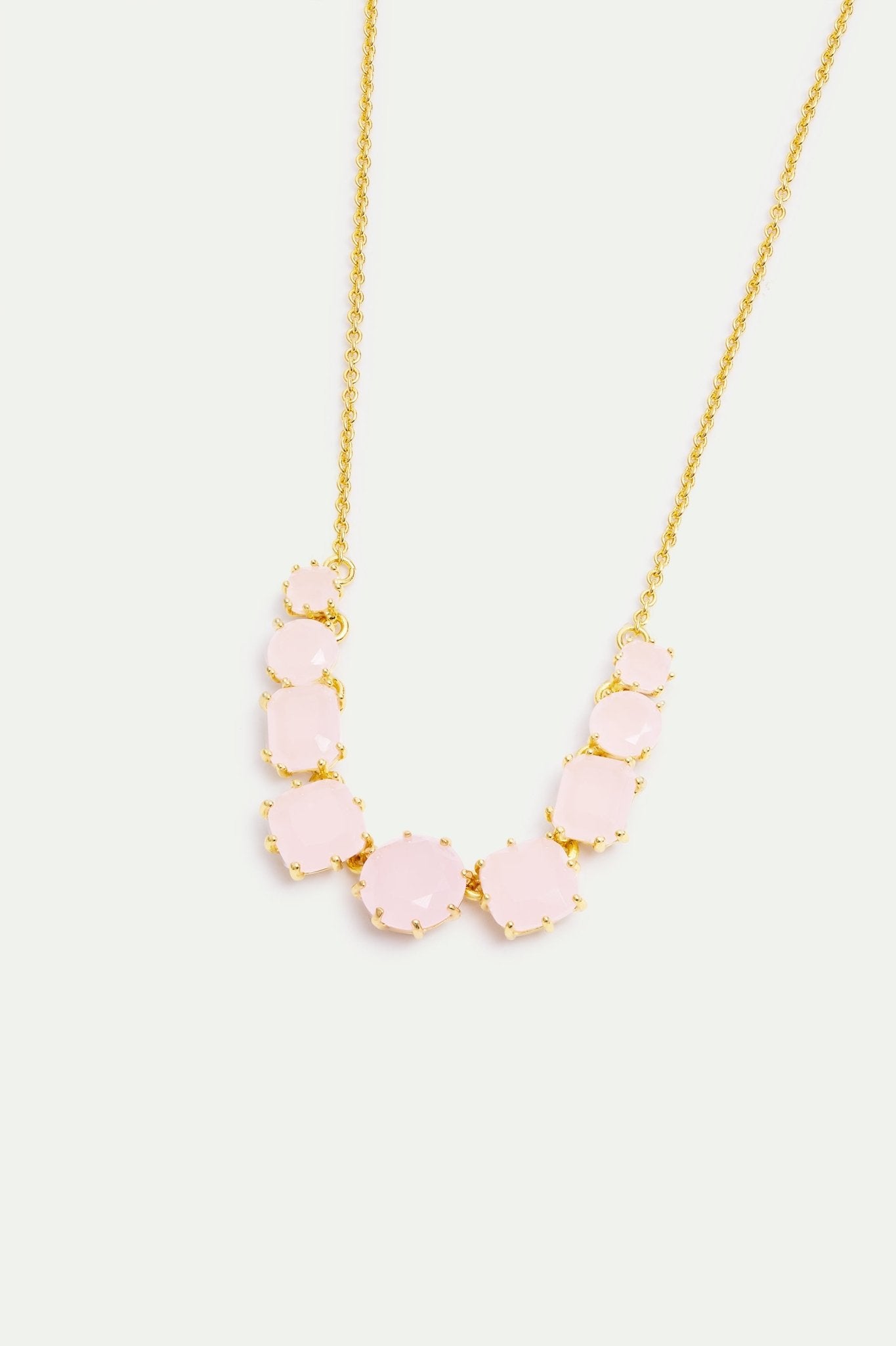 Fine Diamantine Necklace With 9 Light Pink Stones | AXLD3601 - Les Nereides