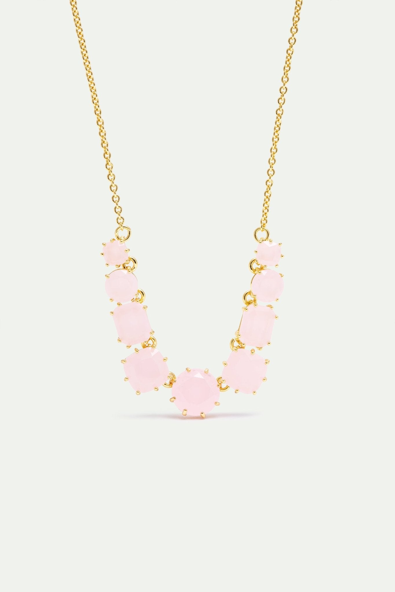 Fine Diamantine Necklace With 9 Light Pink Stones | AXLD3601 - Les Nereides