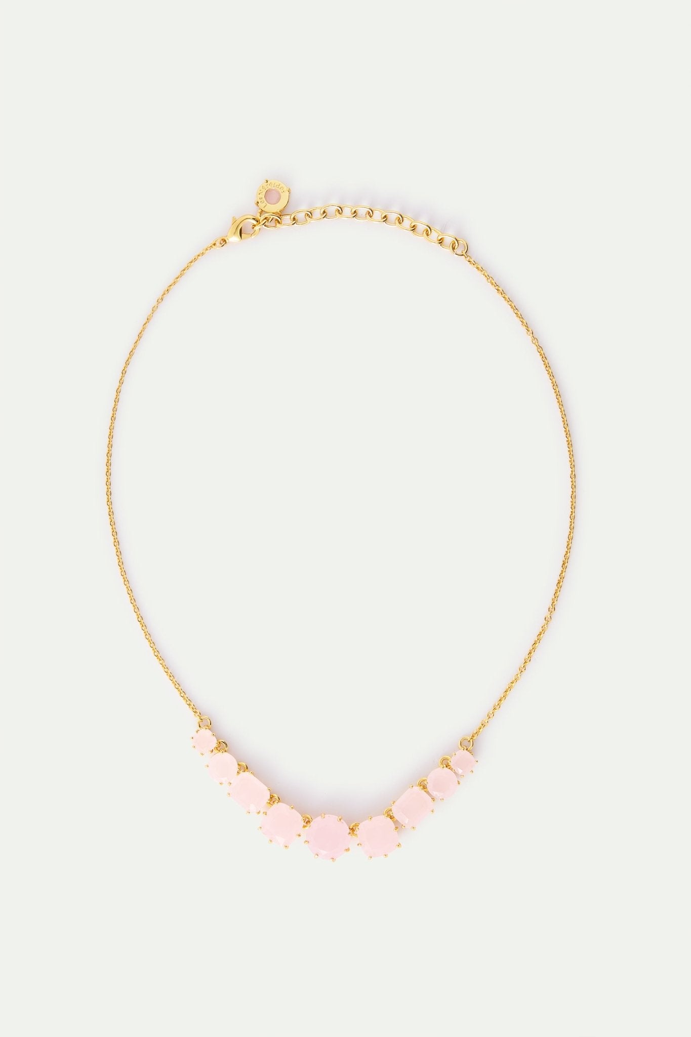 Fine Diamantine Necklace With 9 Light Pink Stones | AXLD3601 - Les Nereides