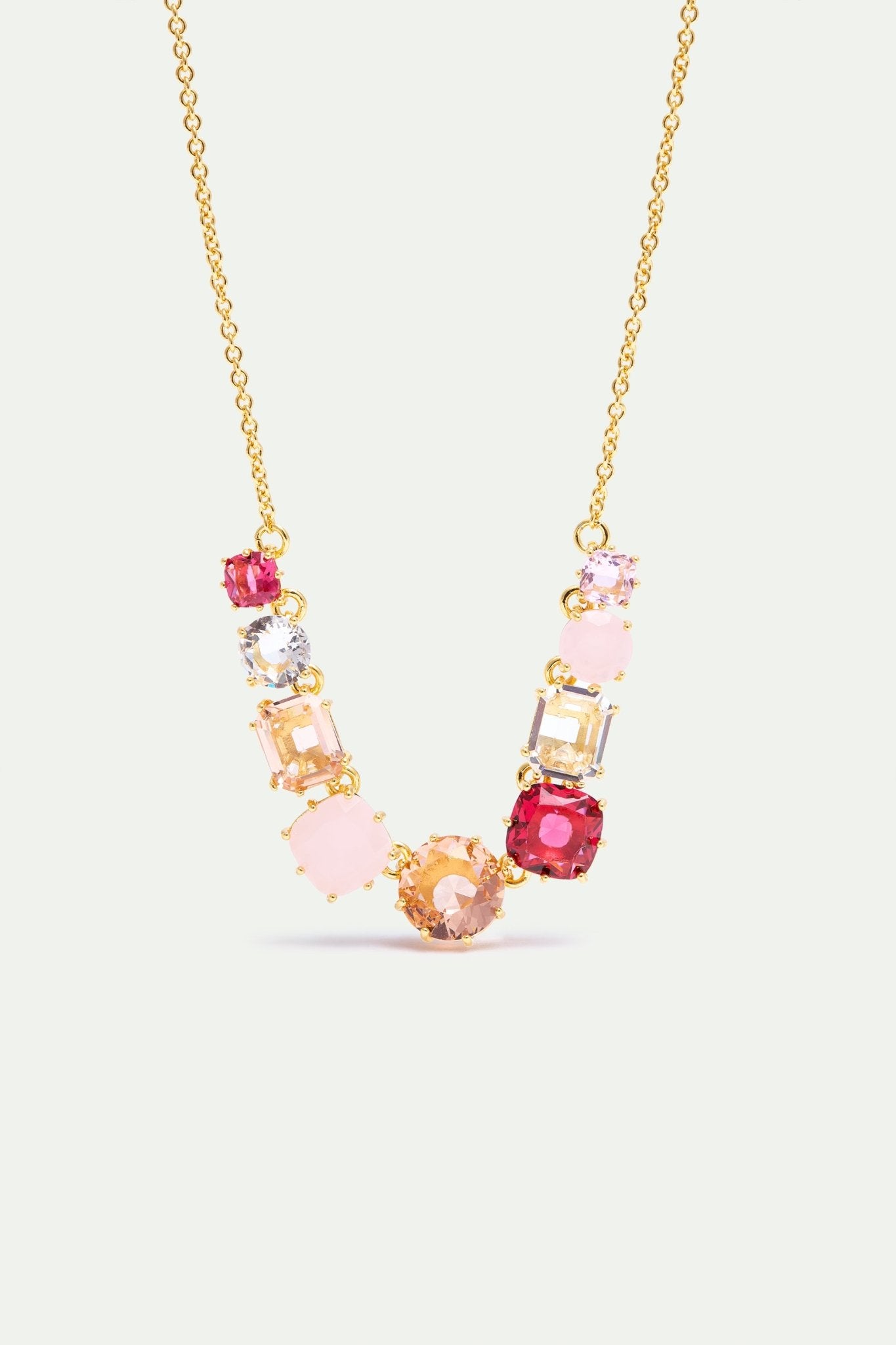 Fine Diamantine Necklace With 9 Rosa Centifolia Stones | AXLD3604 - Les Nereides