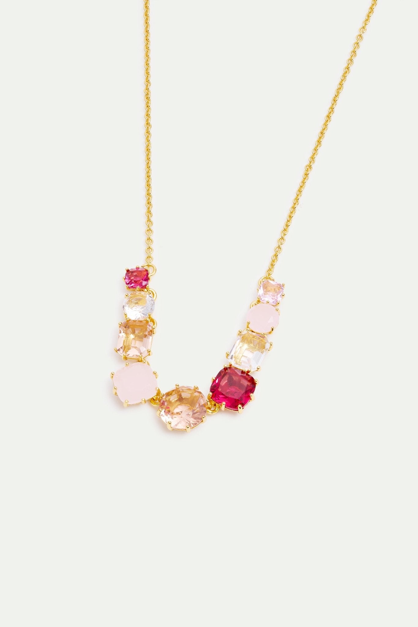 Fine Diamantine Necklace With 9 Rosa Centifolia Stones | AXLD3604 - Les Nereides