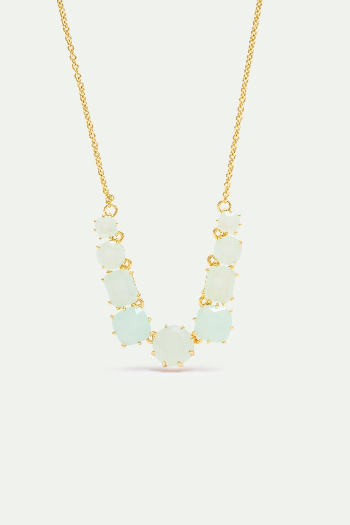 Fine Diamantine Necklace With 9 Sea Green Stones | AXLD3602 - Les Nereides