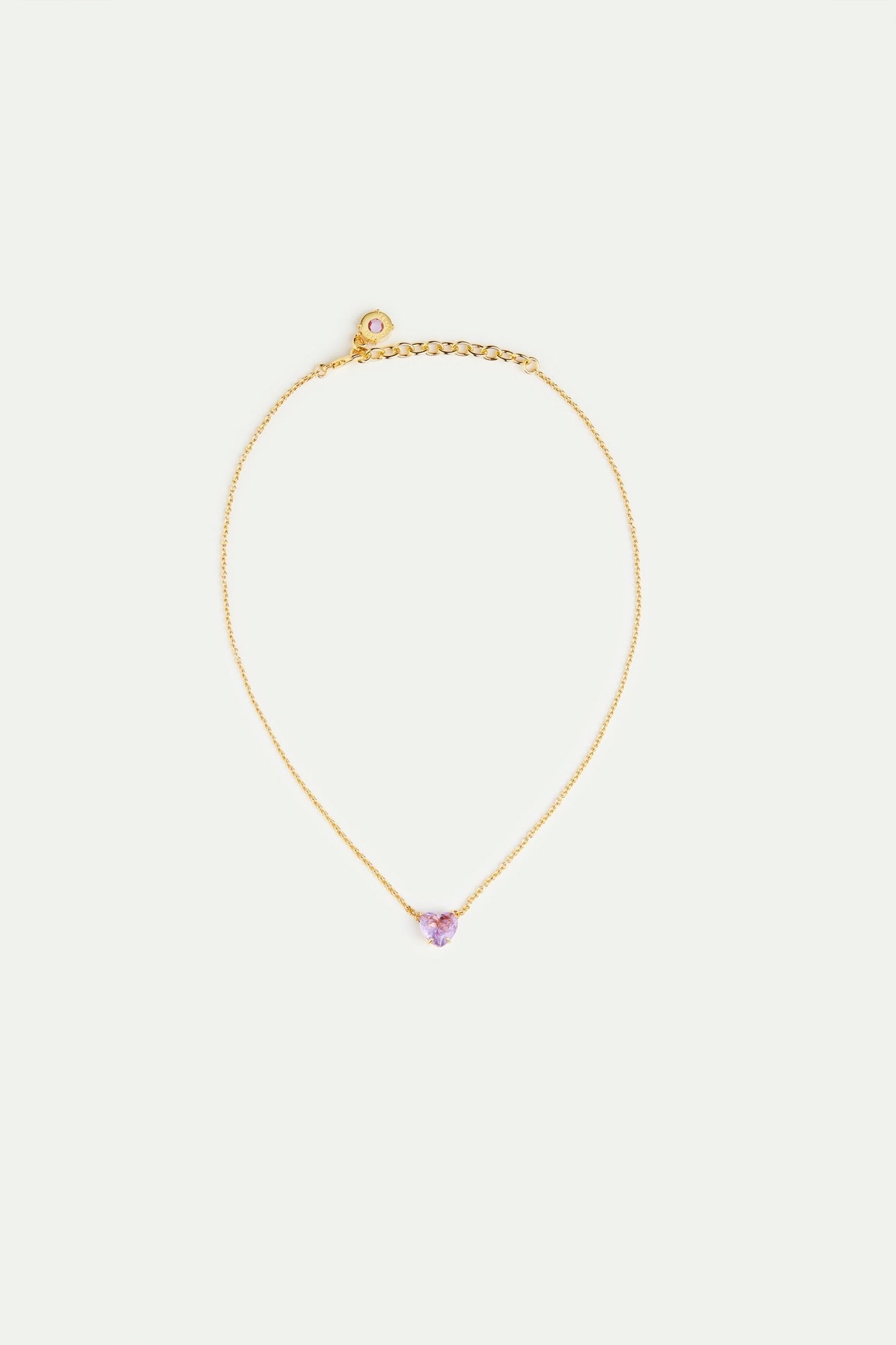 Fine lavender diamantine heart - shaped stone necklace | AVLD3531 - Les Nereides