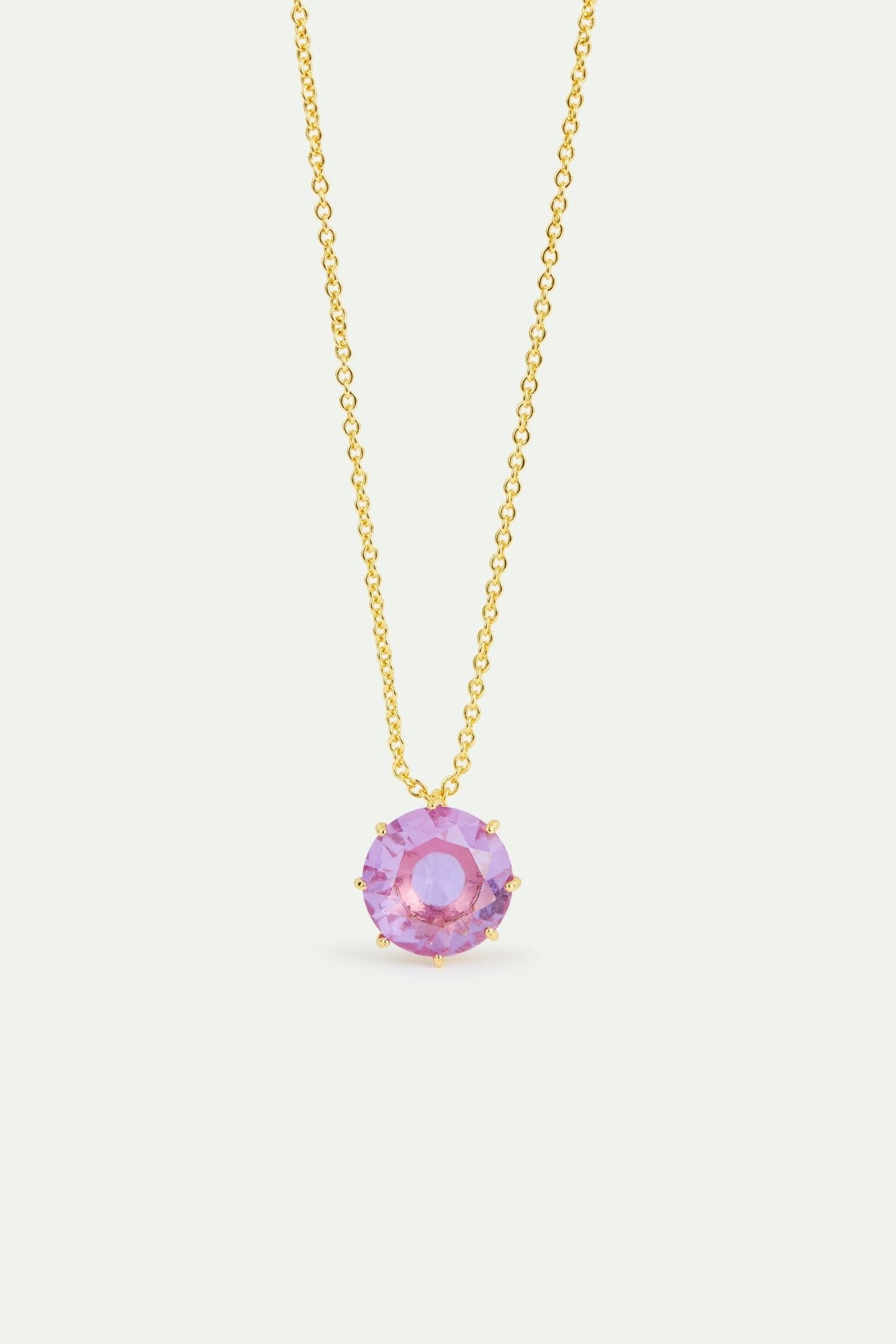 Fine Lavender diamantine round stone necklace | AVLD3331 - Les Nereides