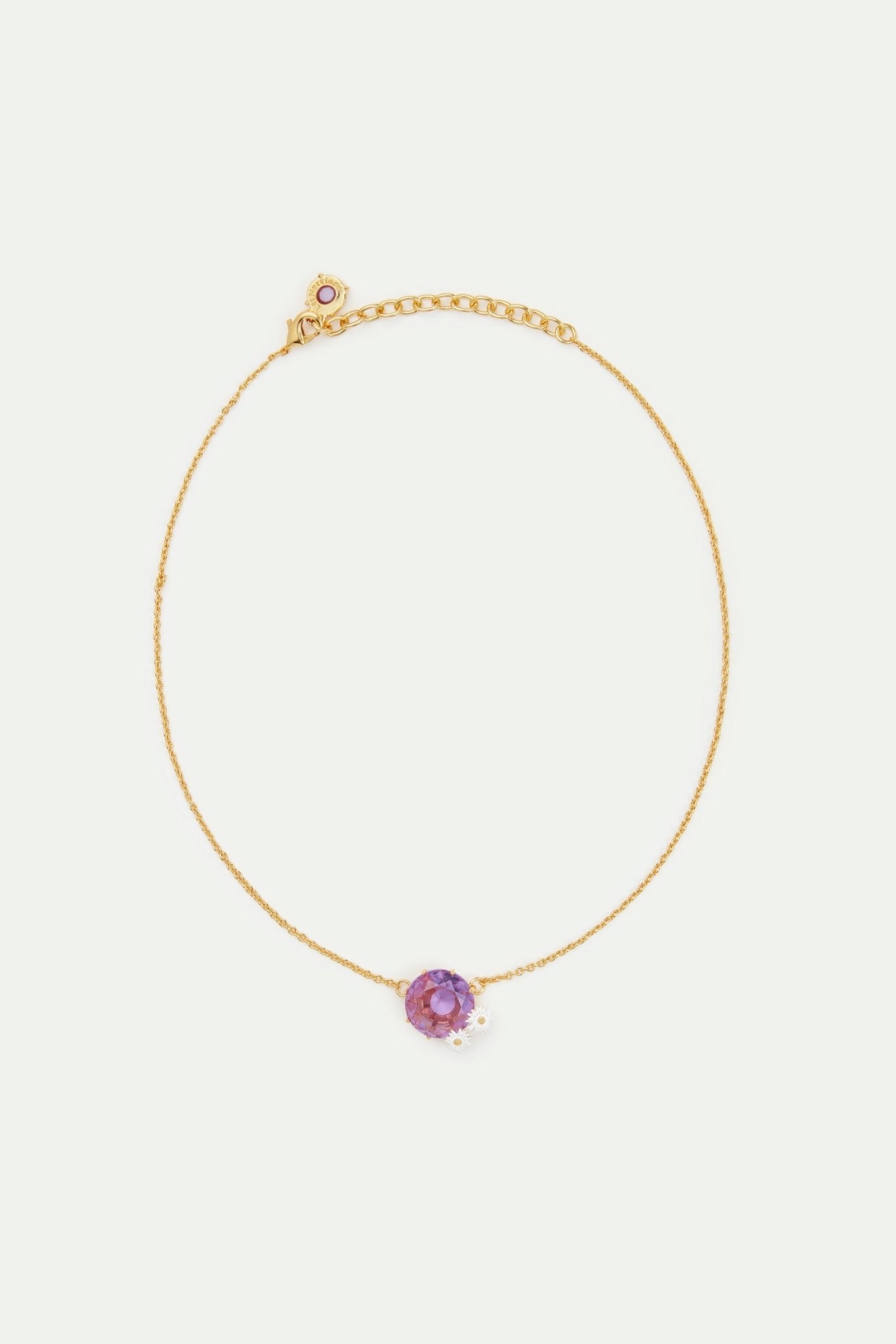 Fine lavender Diamantine round stone necklace with daisies | AVLD3012 - Les Nereides