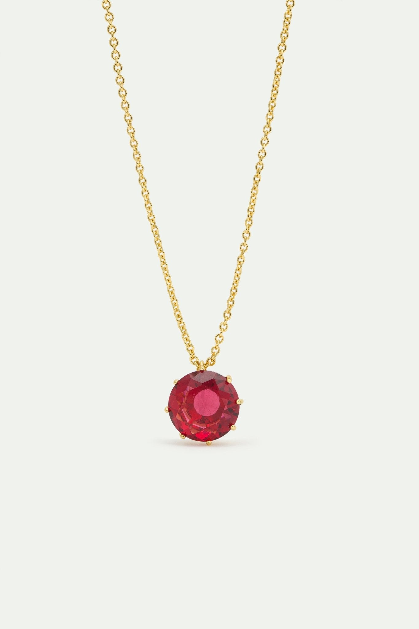 Fine Necklace With Dark Pink Round Stone | AWLD3331 - Les Nereides