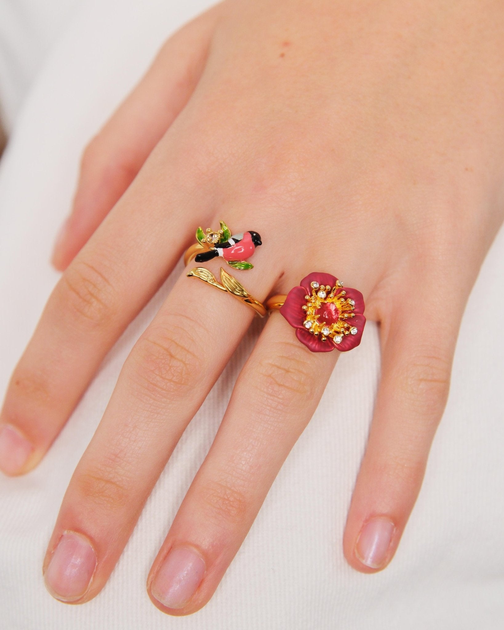Fine Ring With Red Hellebore Flower | AUVH6031 - Les Nereides